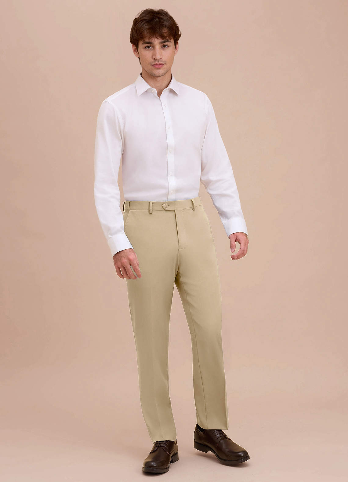 front Ethan Champagne Refined Weave Performance Dress Pants