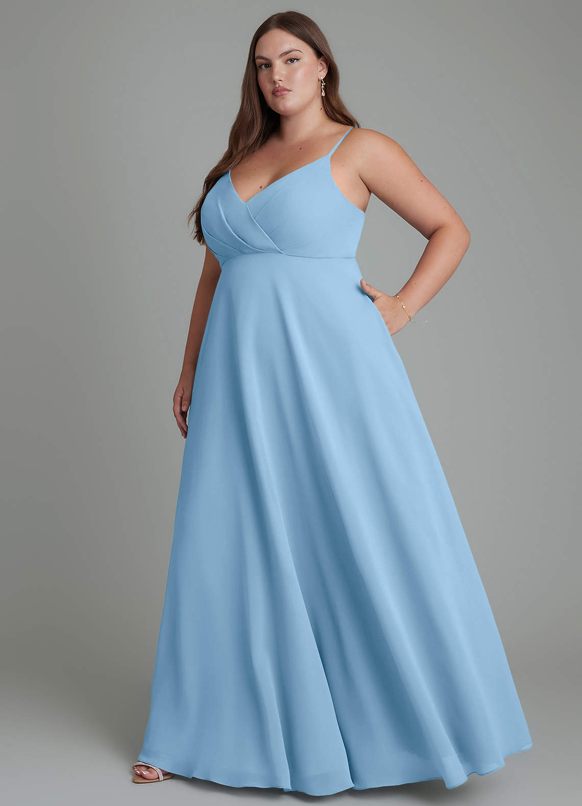 Azazie A-Line V-Neck Floor-Length Chiffon Bridesmaid Dresses