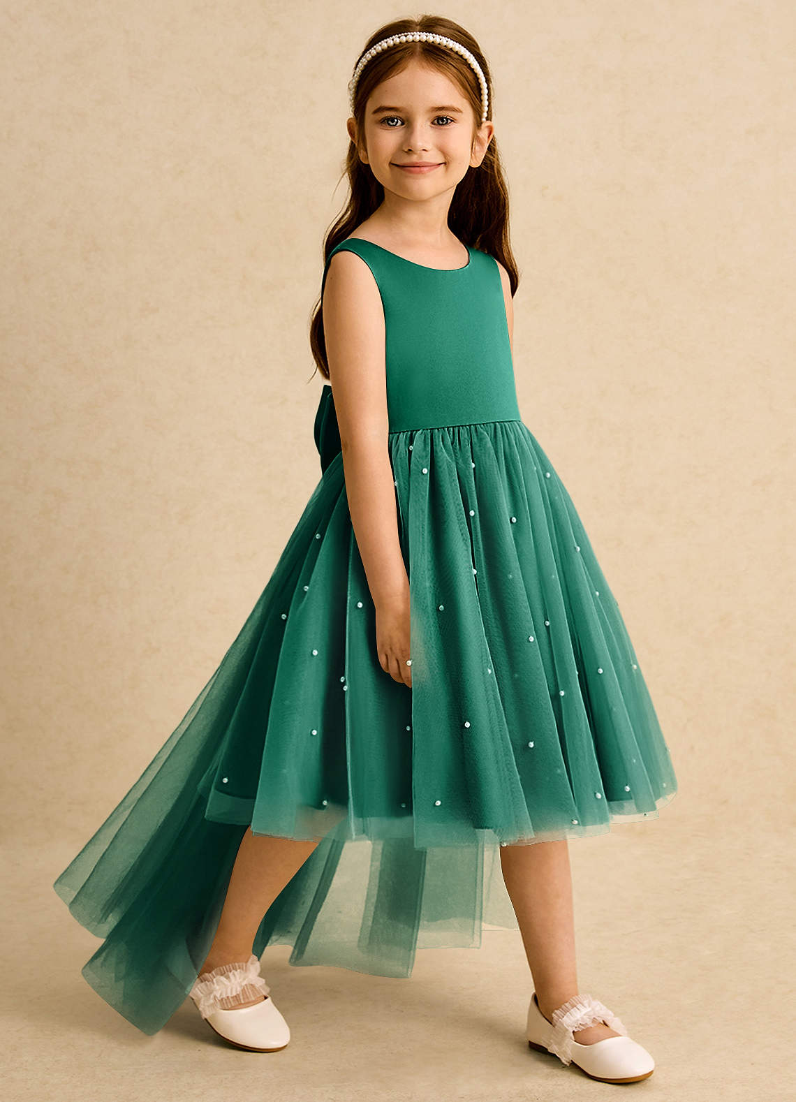 Azazie Bell Flower Girl Klänningar Klänning Balklänning i Tyll Rosett image1
