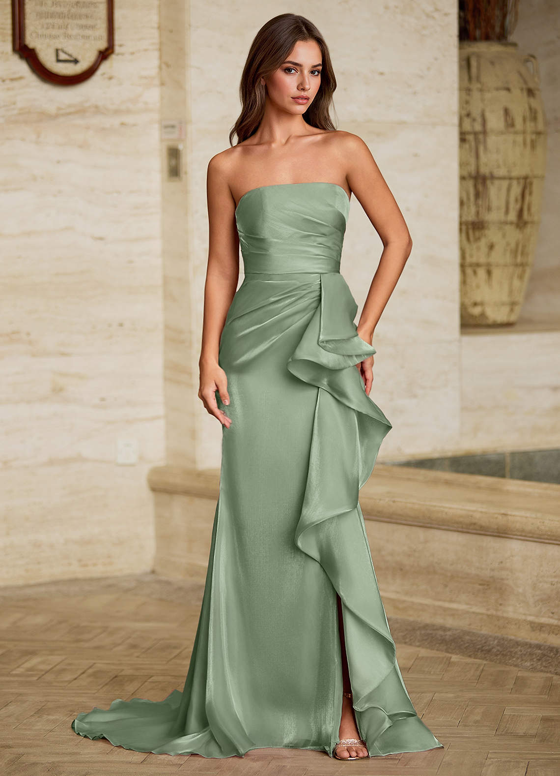 Liorah Sage Strapless Prom Dress | Azazie