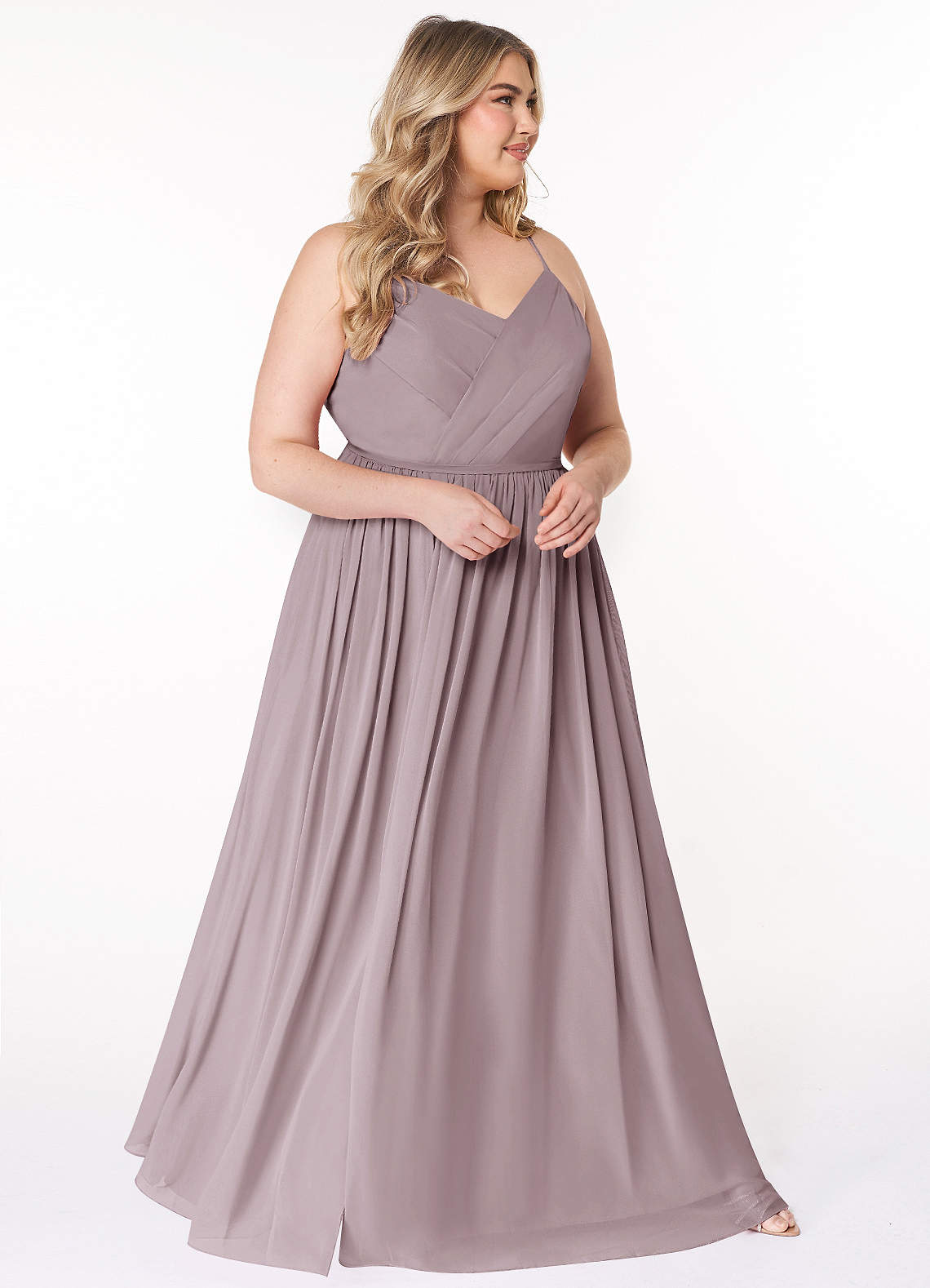 Azazie Cora Bridesmaid Dresses A-Line Pleated Chiffon Floor-Length Dress image1