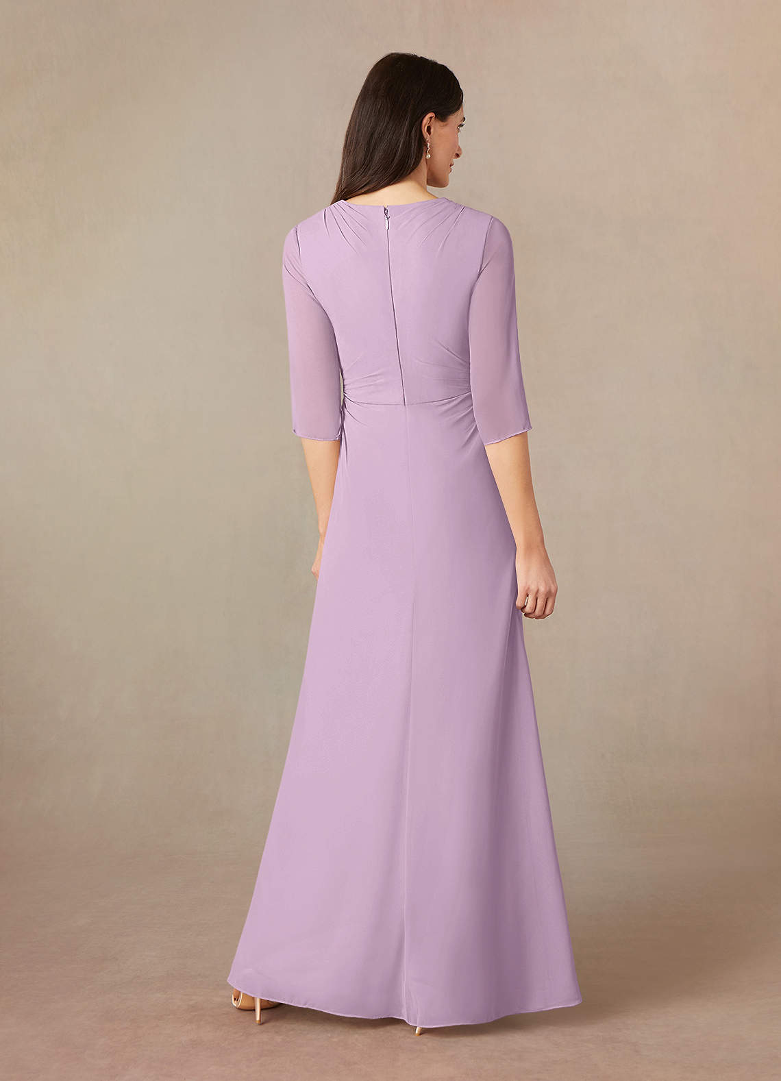 Jewel Neck Long Sleeve Top and Pants Chiffon Set Wisteria