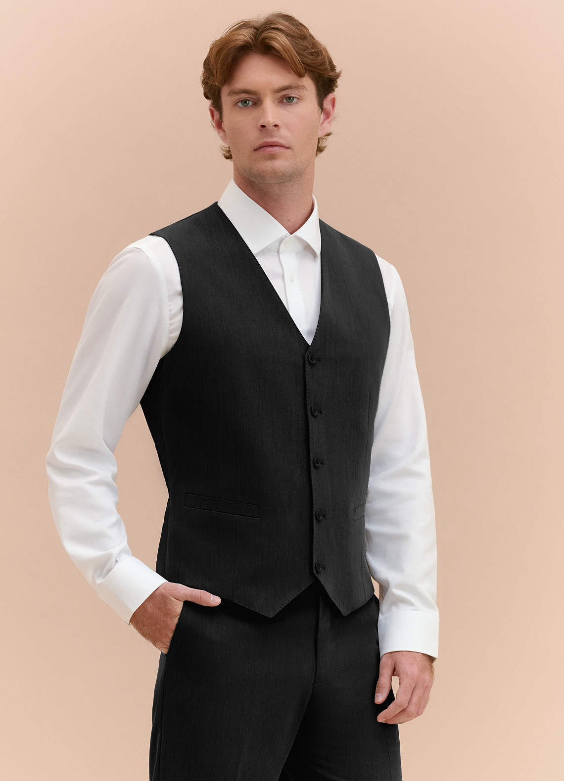 front William Black Comfort Blend Suit Vest