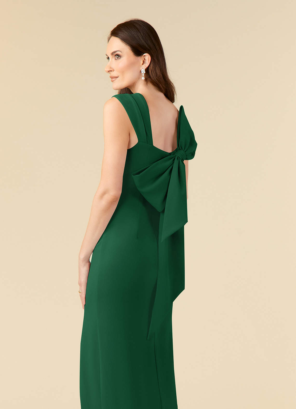 Azazie Ellen Dark Green Sheath Side Slit Stretch Crepe Dress | Azazie