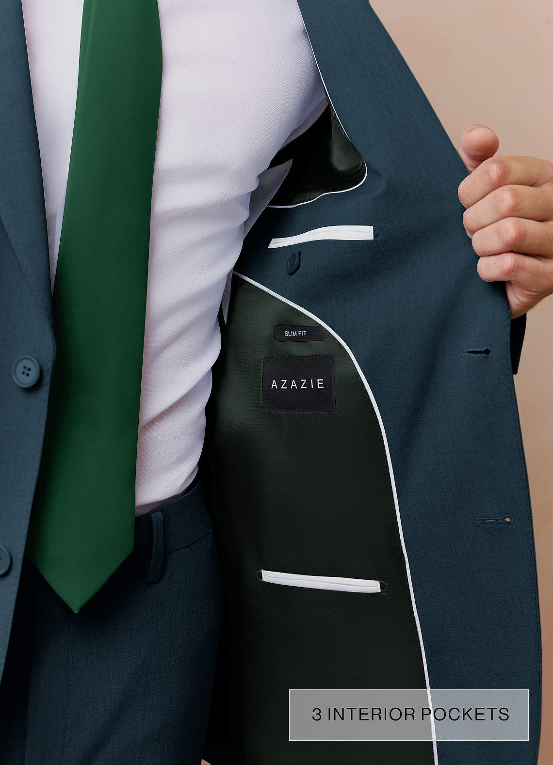 front Savile Teal Wool Blend Suit