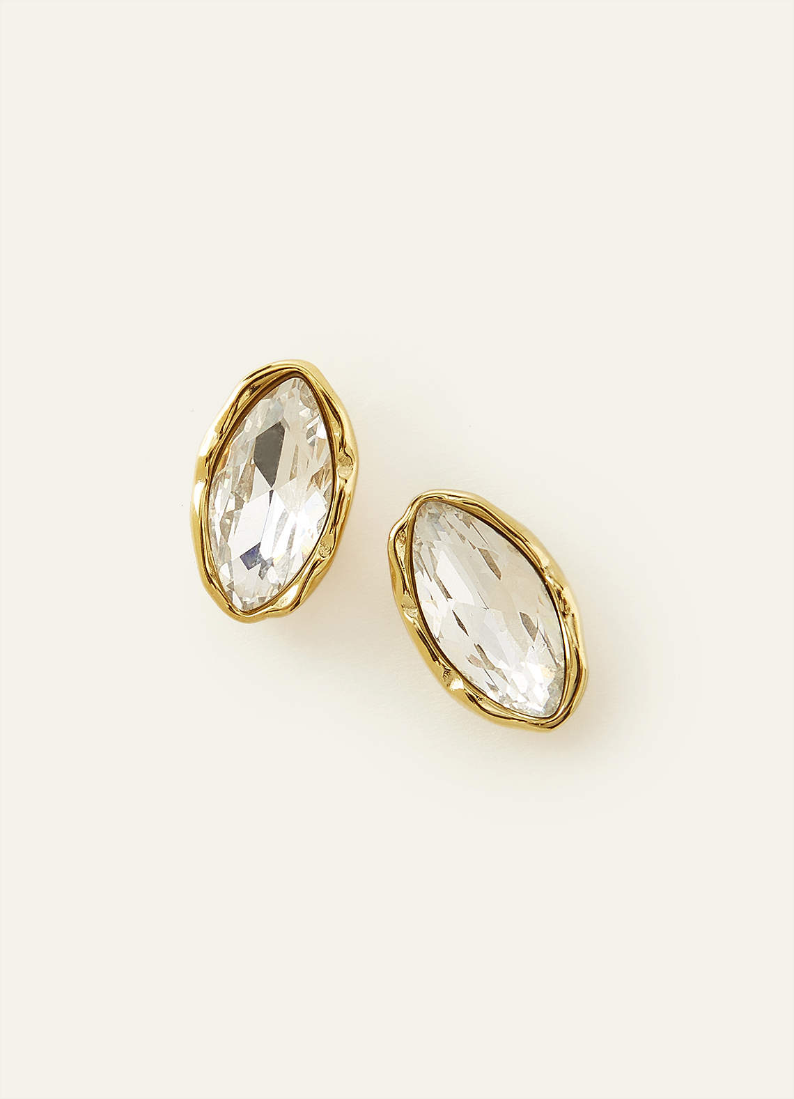 front Marquise Crystal Textured Bezel Stud Earrings
