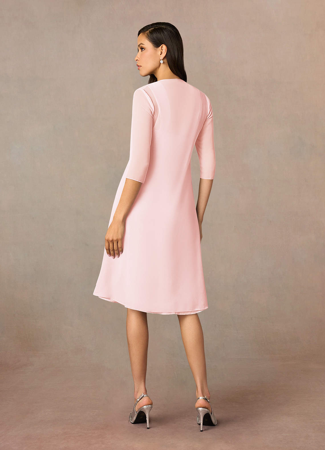 Azazie Plus Size A-Line/Princess Square Neck Knee-Length Chiffon Mother of the Bride or Groom Dresses - Blushing Pink
