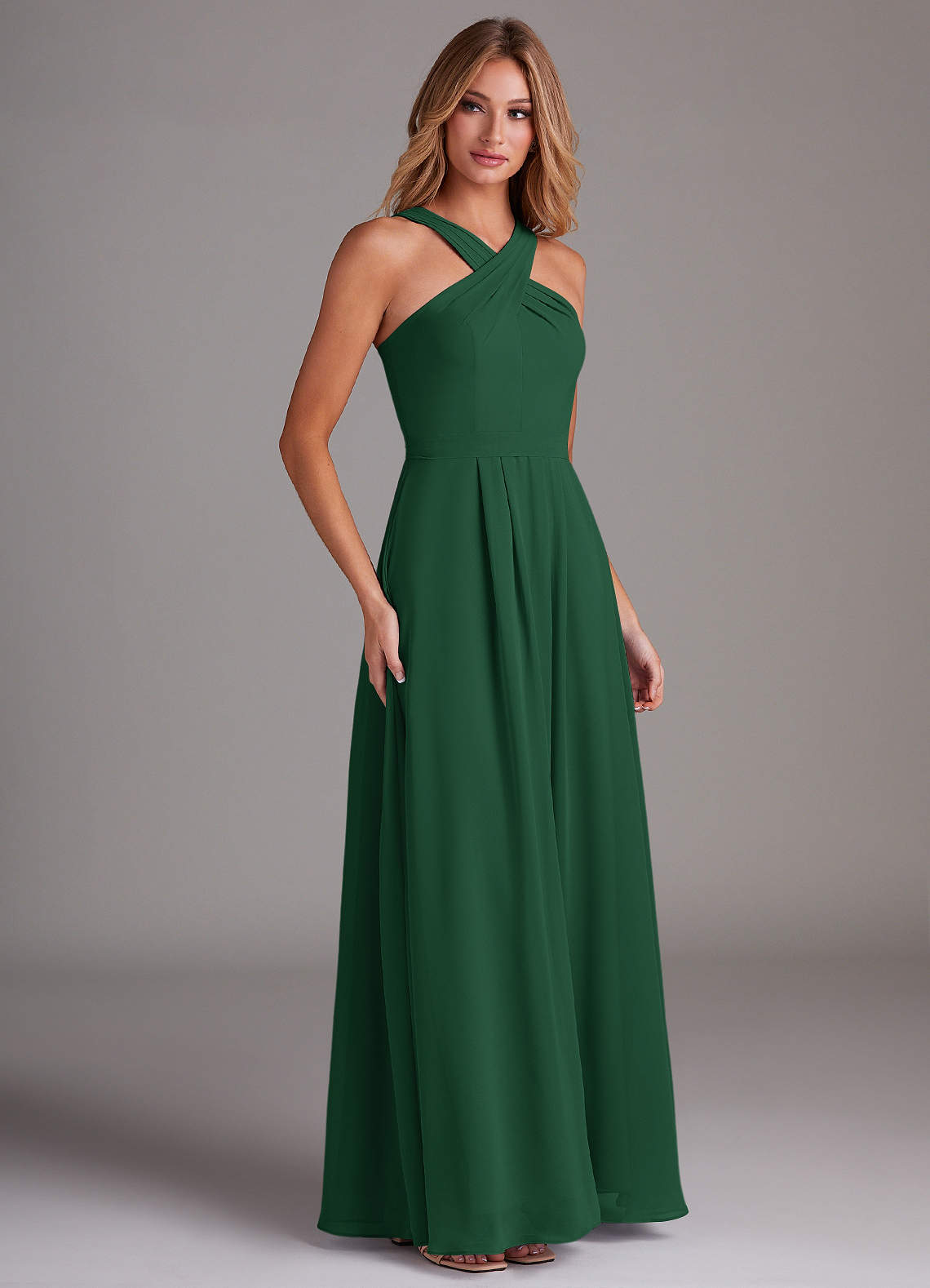 green halter bridesmaid dress Sage Bridesmaid Dress Chiffon Size 1X