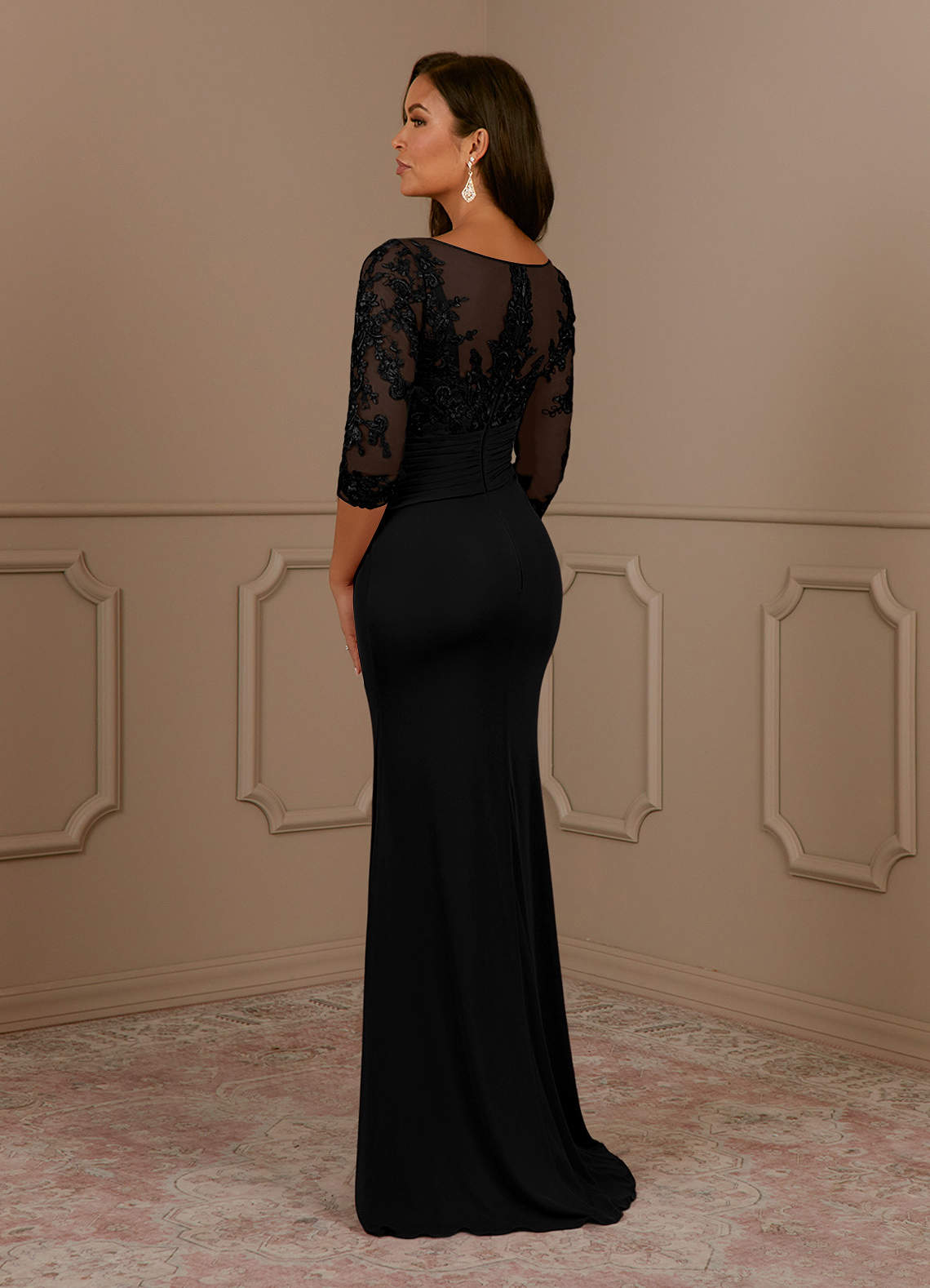 Azazie Fatemah Mother of the Bride Dresses Black Mermaid Scoop Lace Lace Dress image2