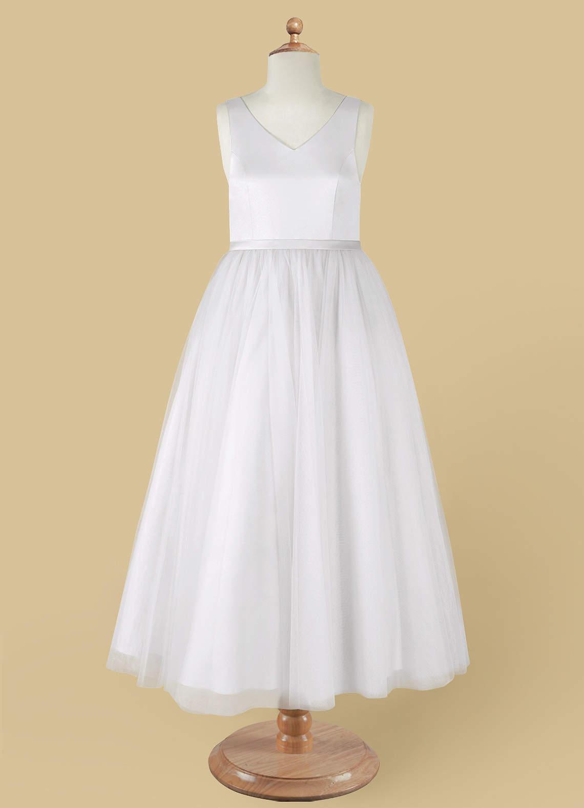 Azazie Marybell Flower Girl Dresses White A-Line Bow Tulle Dress image12