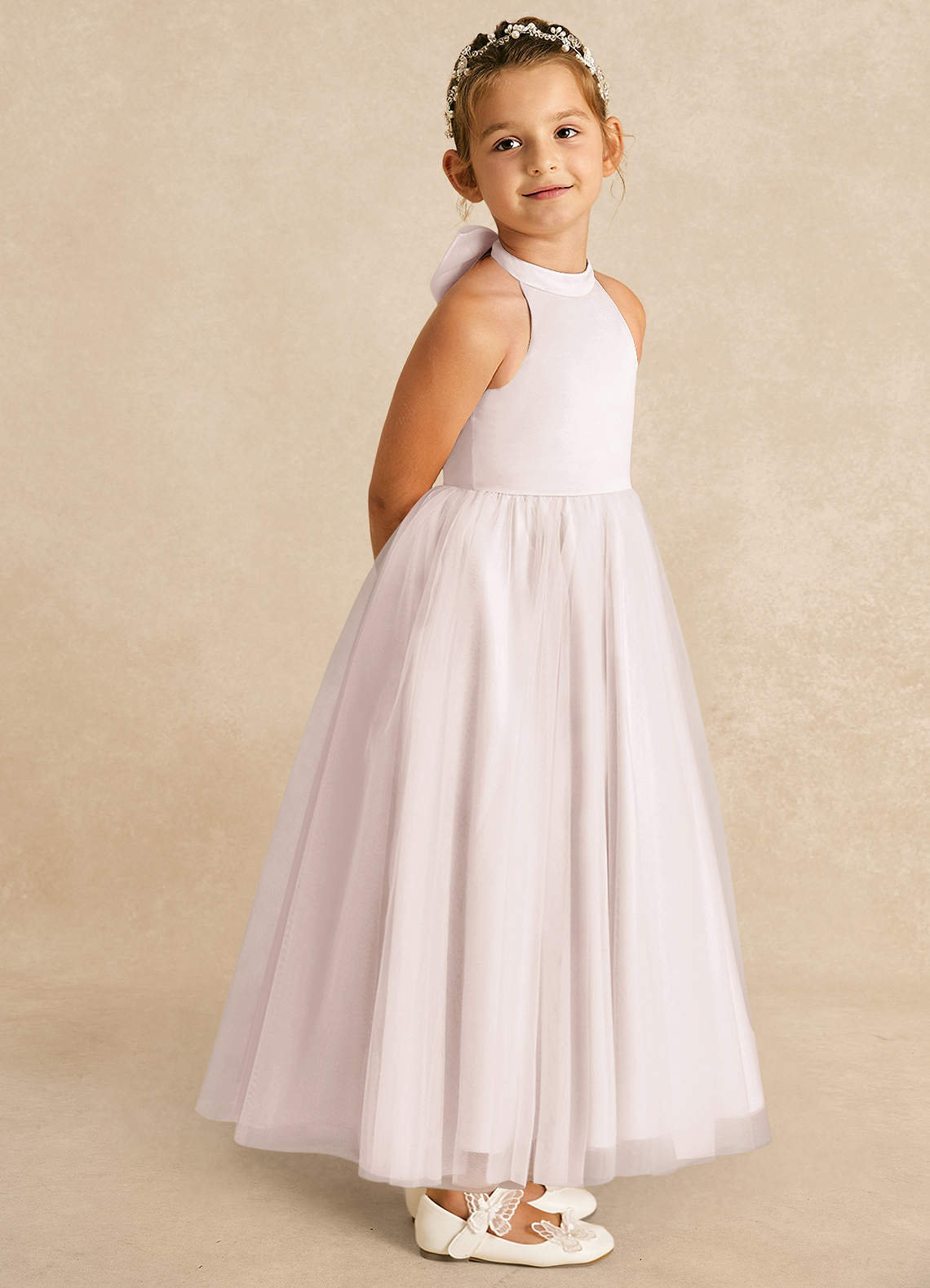 Azazie Bev Flower Girl Dresses Rose Petal A-Line Convertible Tulle Dress image7