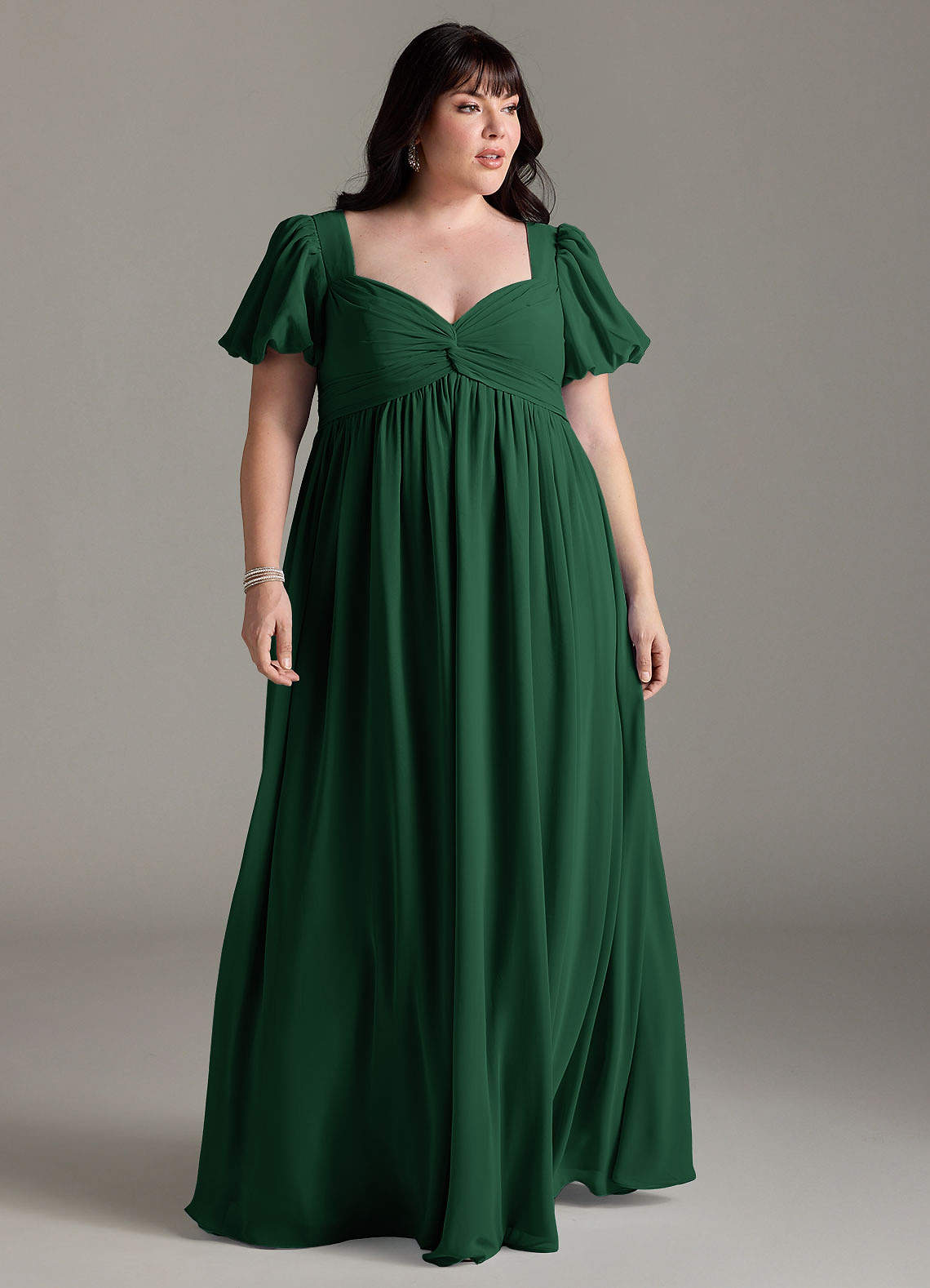 Azazie Madisynn At-home Try On Dresses Bow Chiffon Floor-Length Dress image4