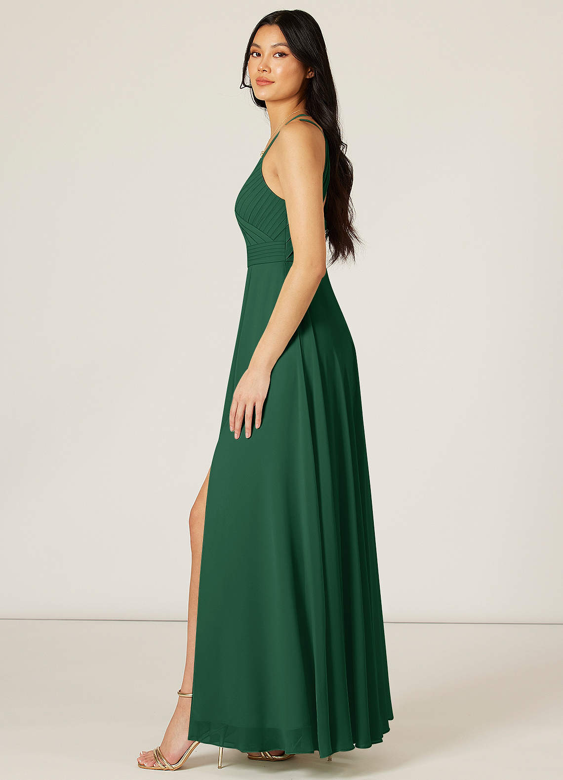 Verde Oscuro Azazie Aubrey Vestidos de damas de honor | Azazie