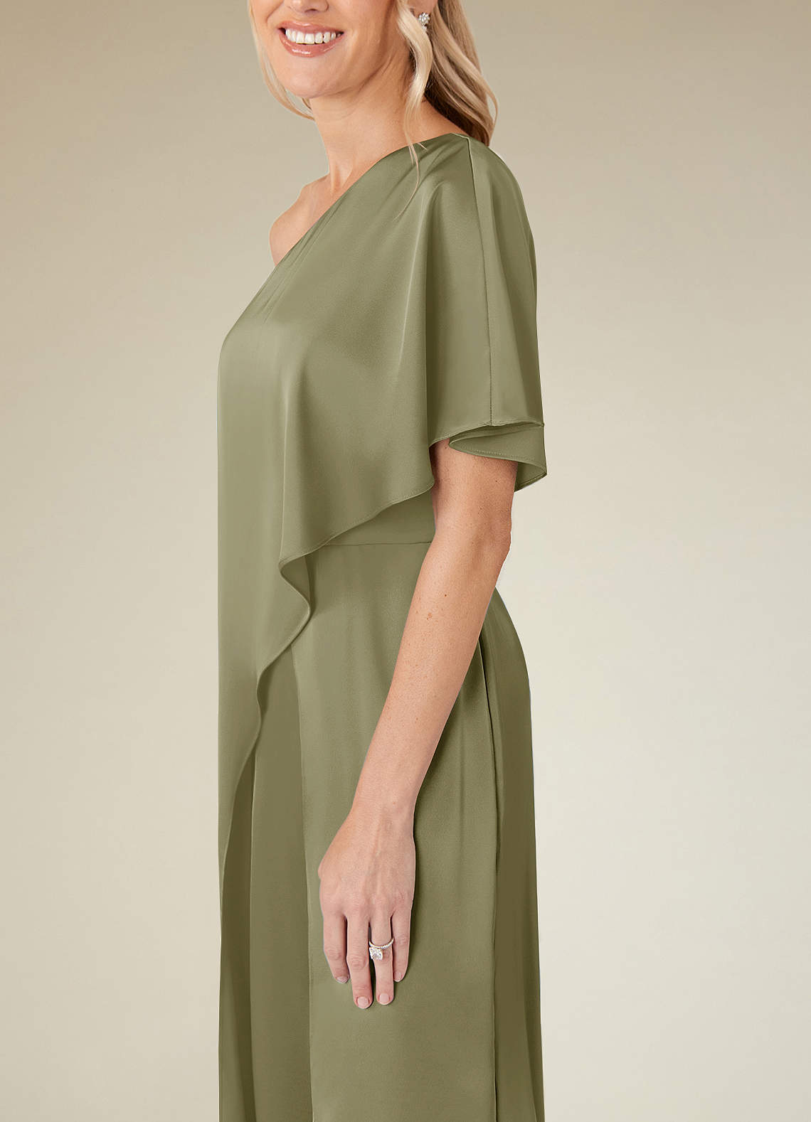 Azazie Hagretta Mother of the Bride Dresses Pistachio Jumpsuit/Pantsuit Stretch Satin Dress image10