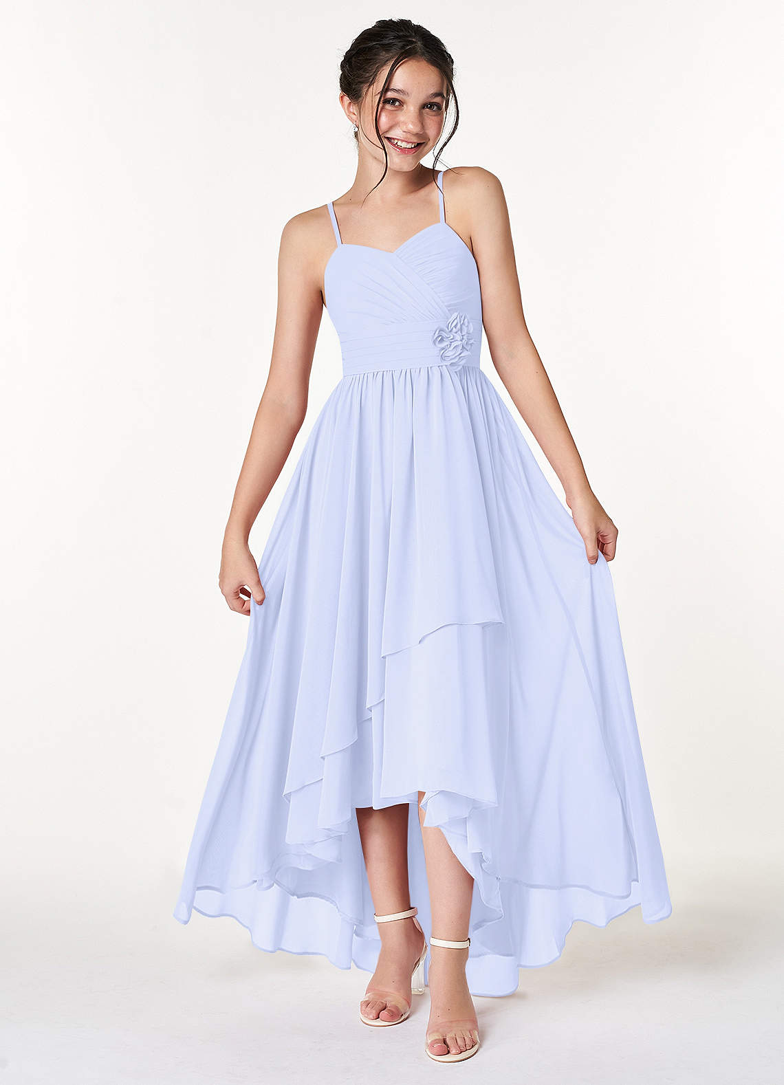 Azazie Catalina Junior Lavender A-Line Ruched Chiffon Dress image1