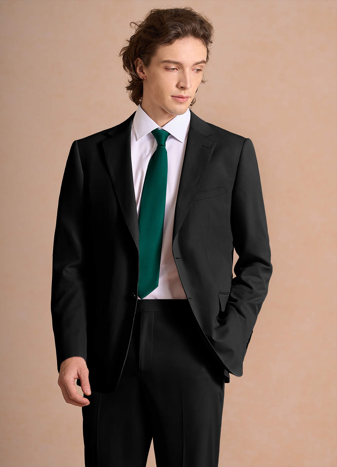 front Carter Black Cotton Linen Blend Suit Jacket