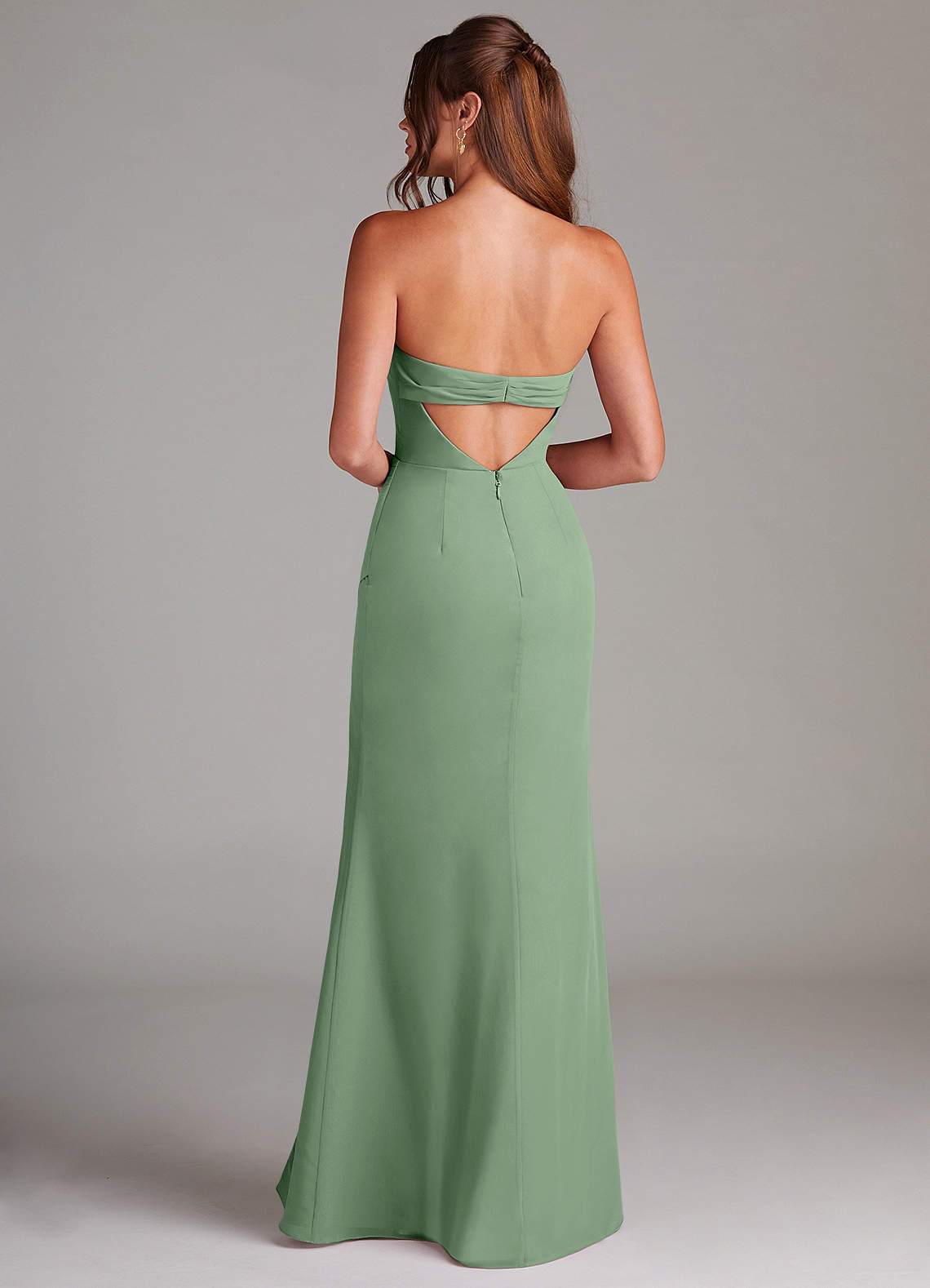 Azazie Leonis Bridesmaid Dresses Matcha Sheath Strapless Chiffon Convertible Dress image4