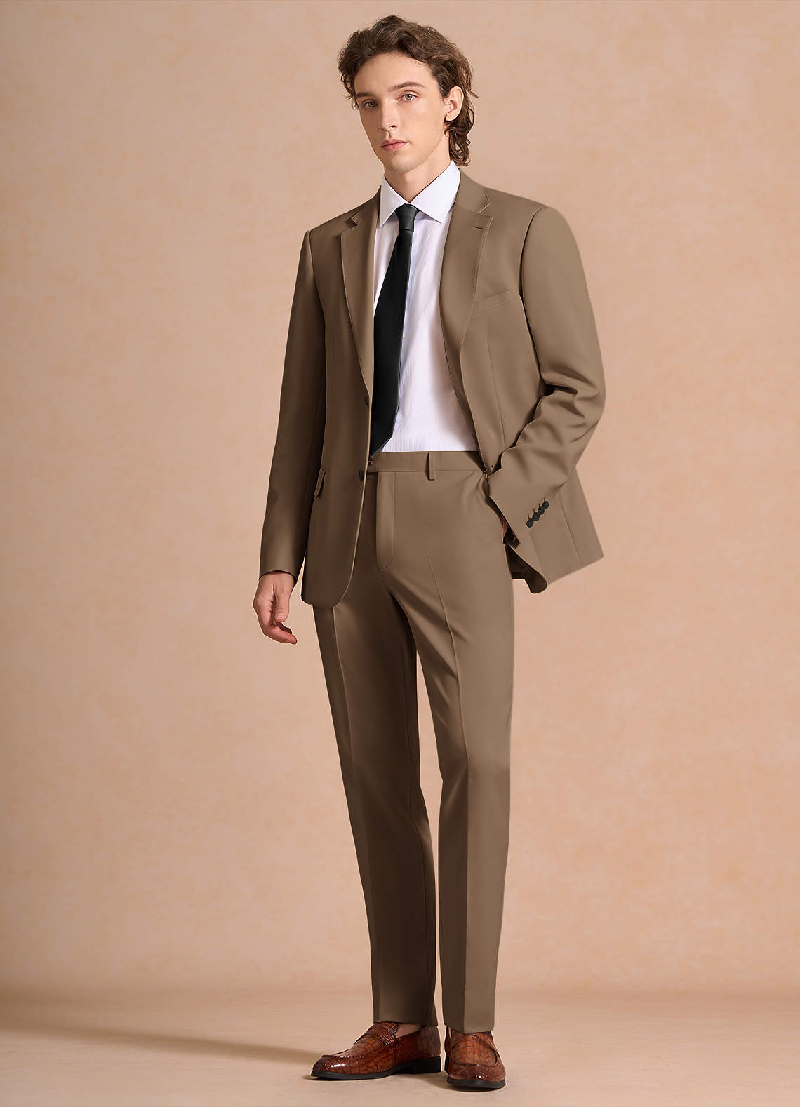 the suit company セットアップ 玉虫 ブラウン 背抜き 2B James Truffle Structured Stretch Suit | Suit Sets |Azazie