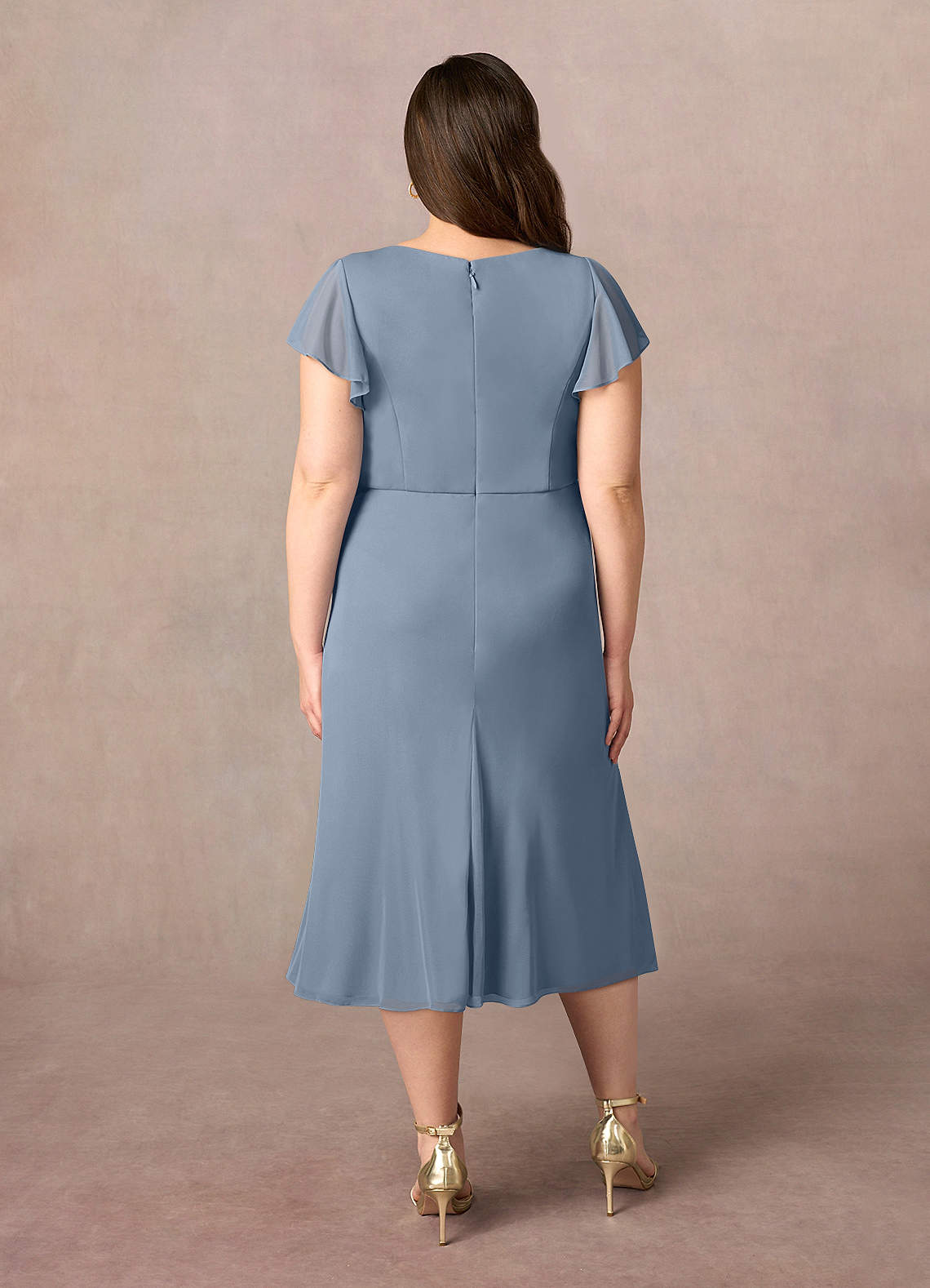 Azazie Vera Mother of the Bride Dresses Twilight A-Line V-Neck Pleated Mesh Dress image8