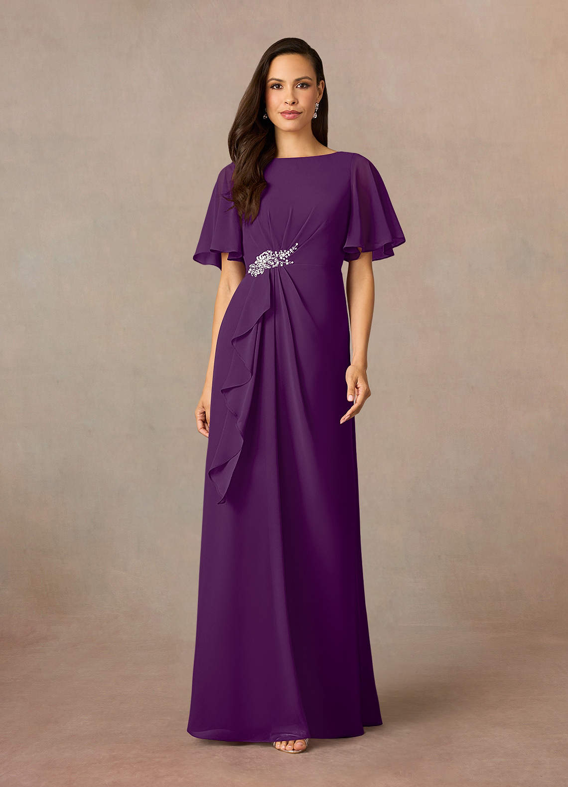 Azazie Rain Mother of the Bride Dresses Grape Sheath Beaded Chiffon Dress image1
