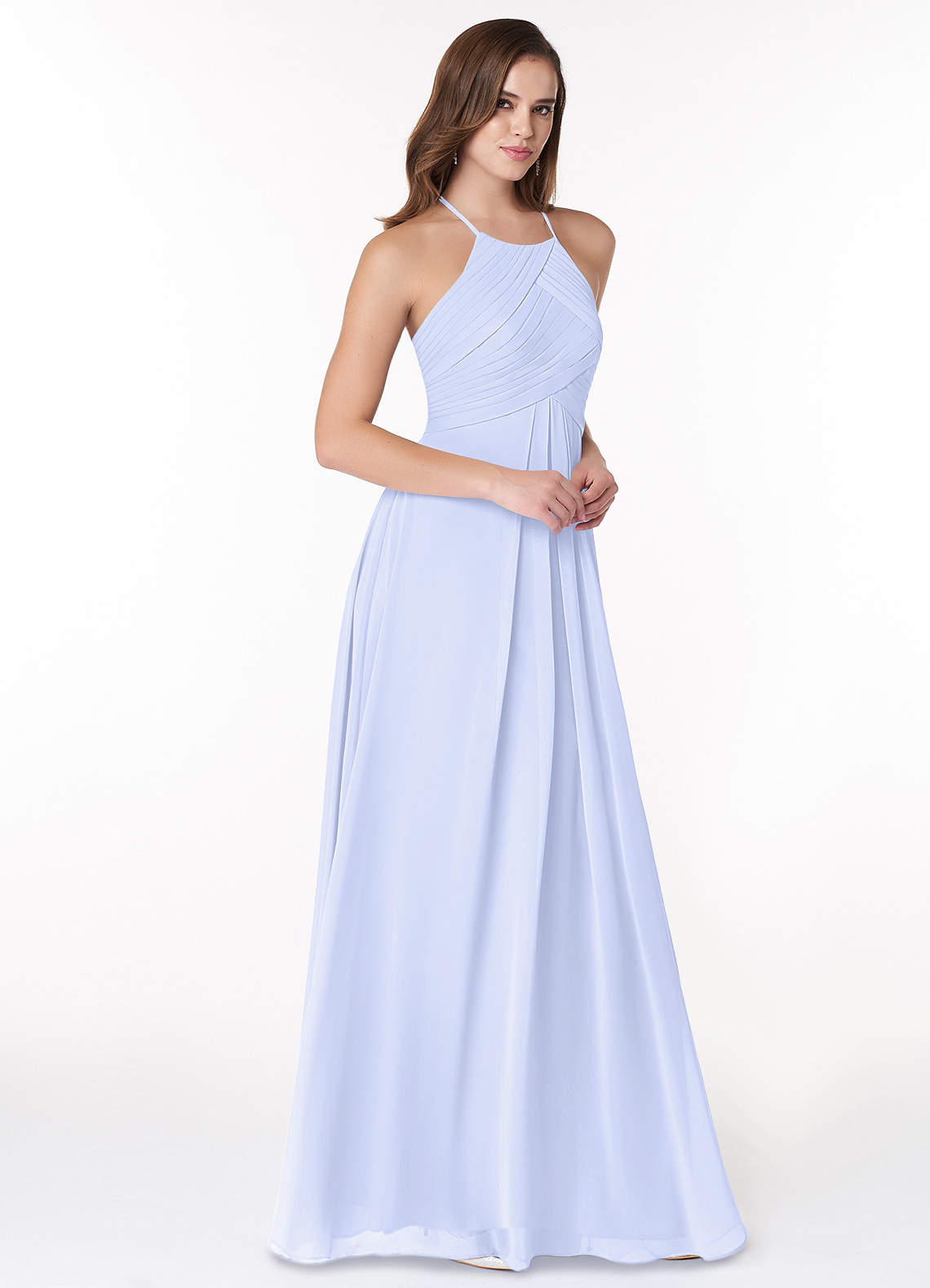 Azazie Ginger Bridesmaid Dresses Lavender A-Line Halter Pleated Chiffon Dress image1