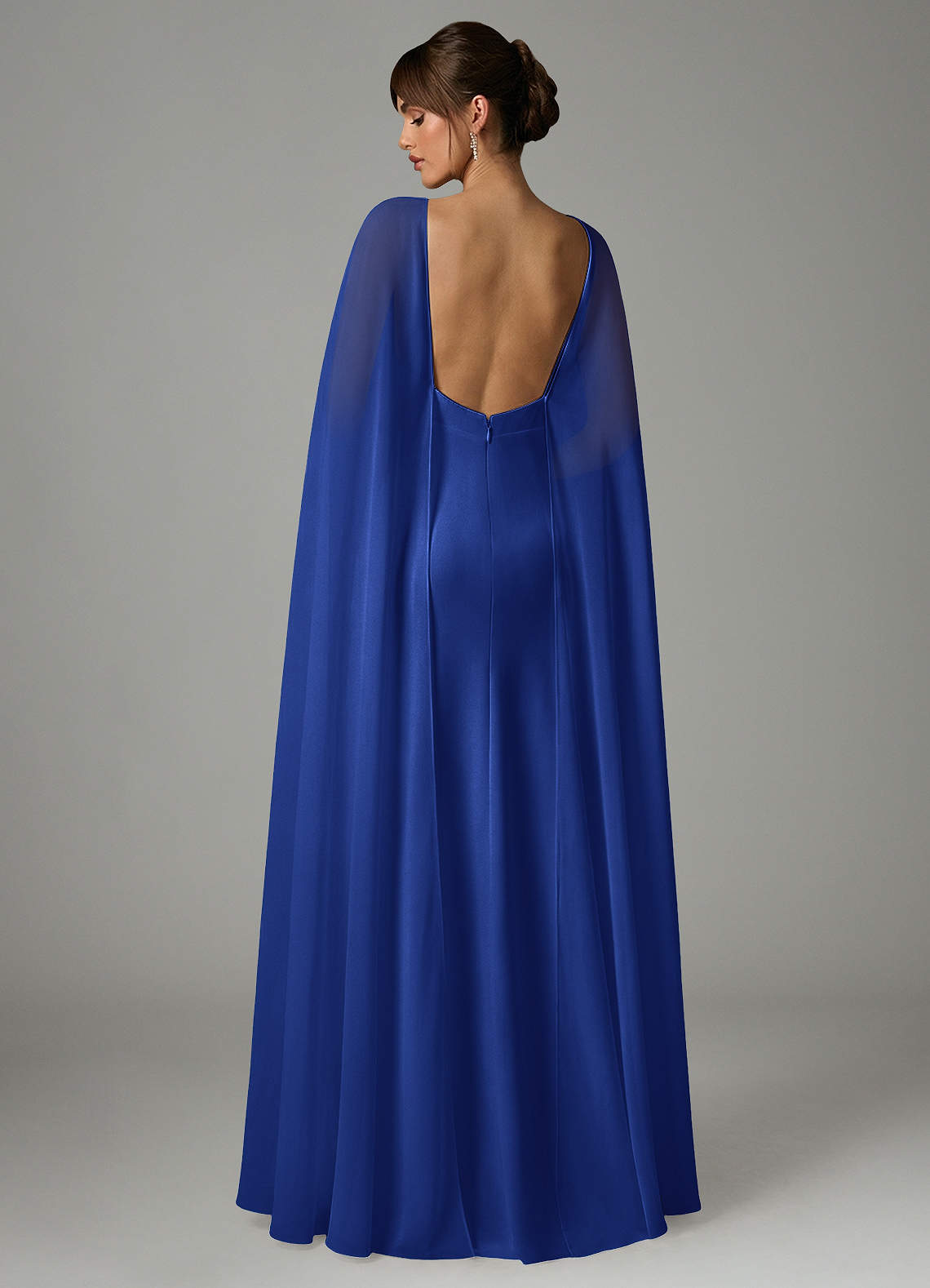 Azazie Stefania Vestidos de madrinha de casamento Vestido Royal Blue de Cetim elástico de Linha A image3