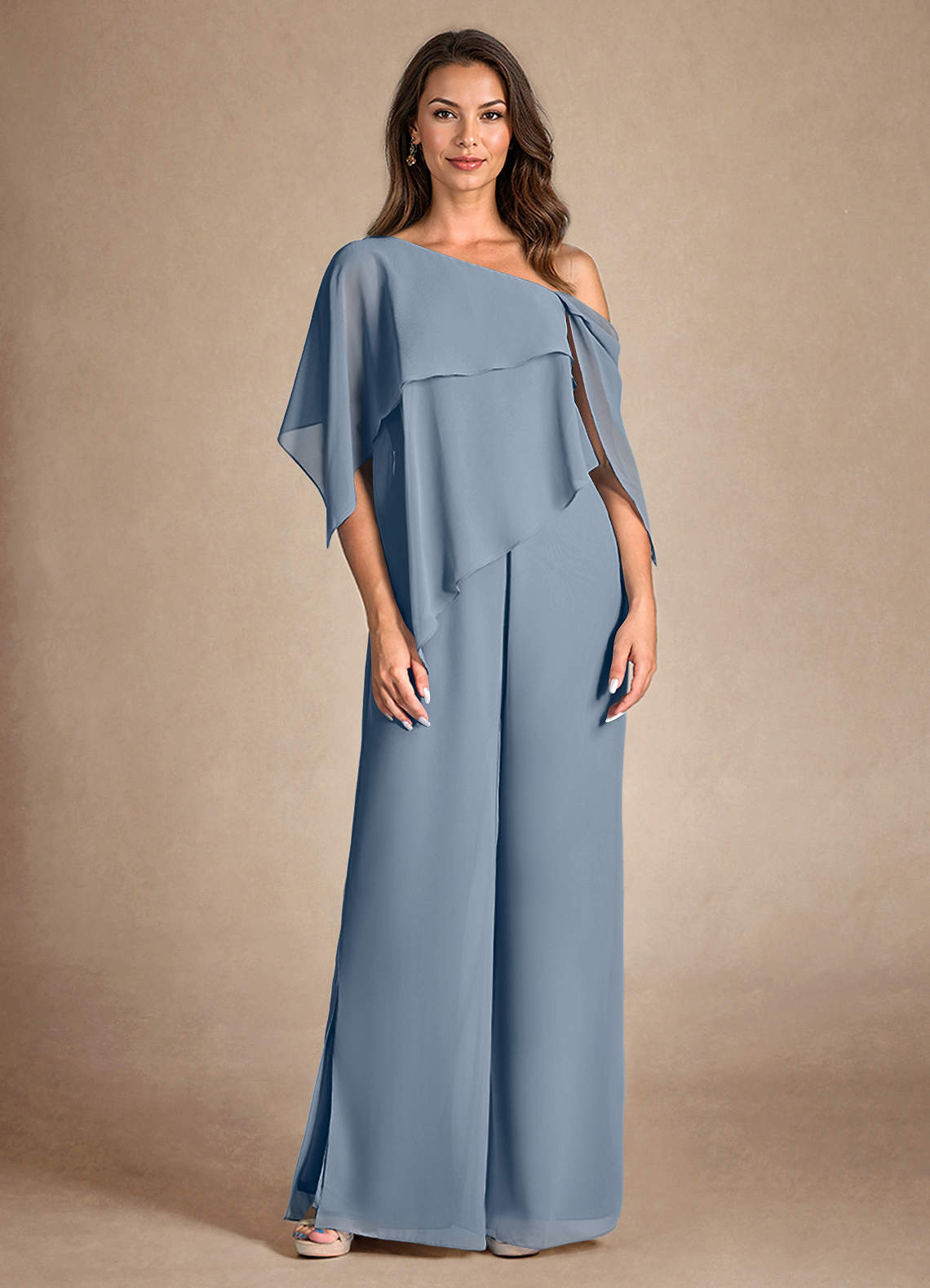 Azazie Halima Abiti per la Madre della Sposa Abito Tuta Pantaloni in Chiffon Spacco Laterale Crepuscolo image6