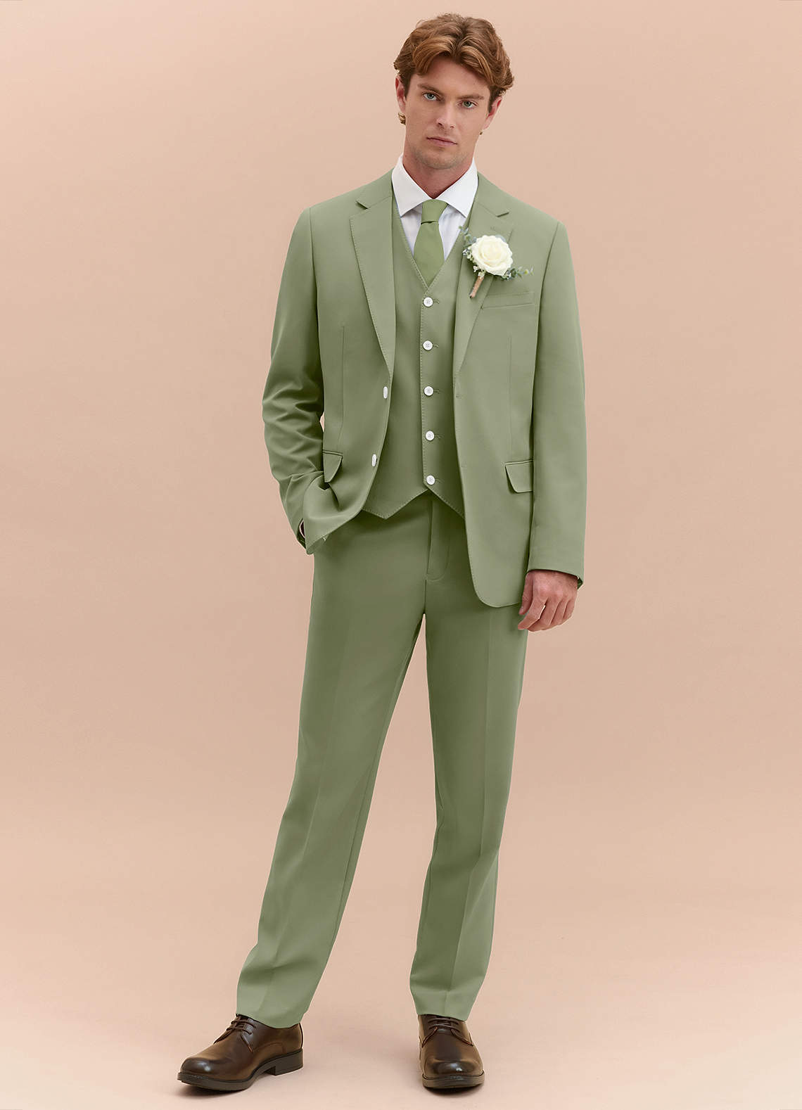 James Pistachio Structured Stretch 3-piece suit | Suit Sets |Azazie