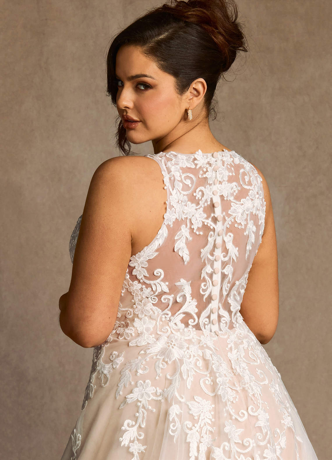 Azazie Melrose Diamond White Nude A-Line Sweetheart Lace Tulle