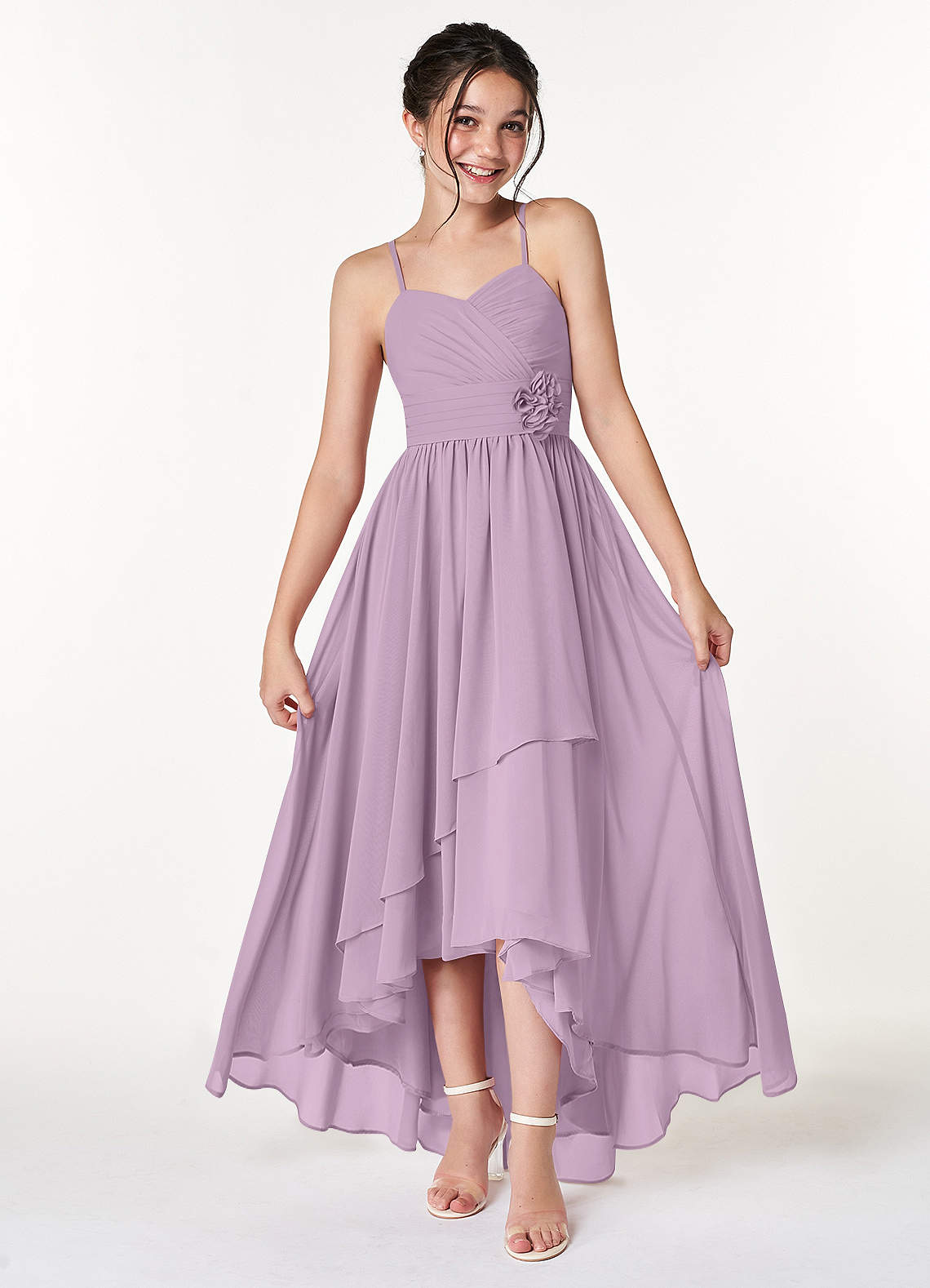 Azazie Catalina Junior Wisteria A-Line Ruched Chiffon Dress image1