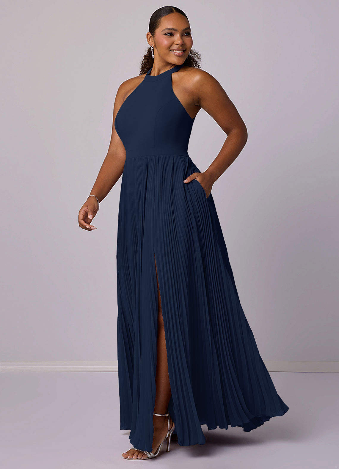 Barbie ♥ Azazie Bridesmaid Dresses A-Line Pleated Chiffon Floor-Length Dress image3