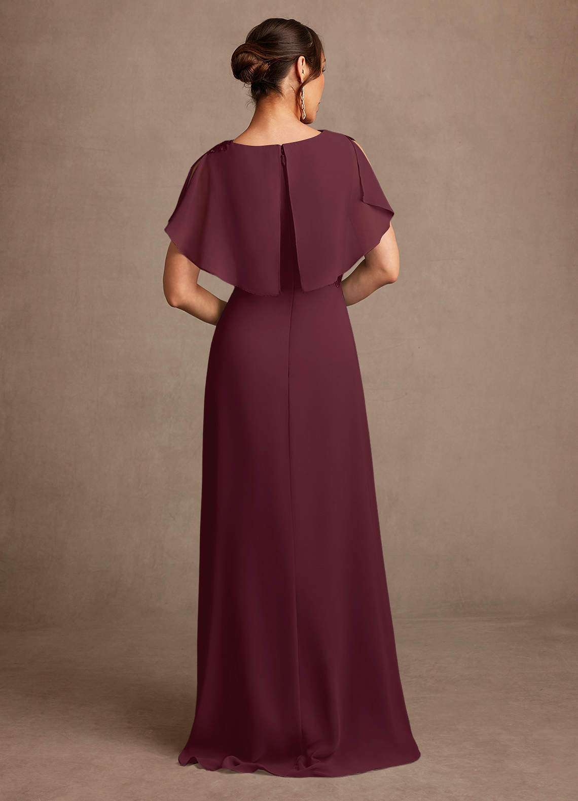 Azazie Frieda Mother of the Bride Dresses Cabernet A-Line Applique Chiffon Dress image2