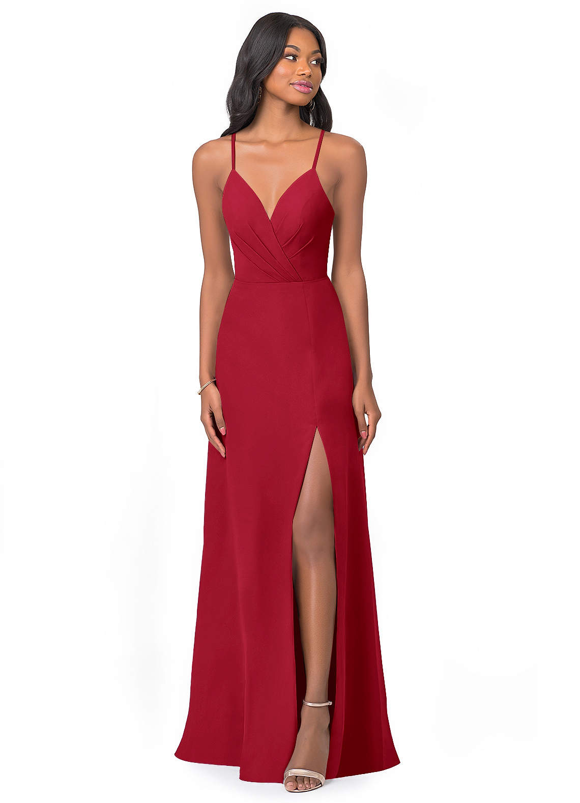 Azazie Everleigh Bridesmaid Dresses Scarlet A-Line Sweetheart Pleated Chiffon Dress image1