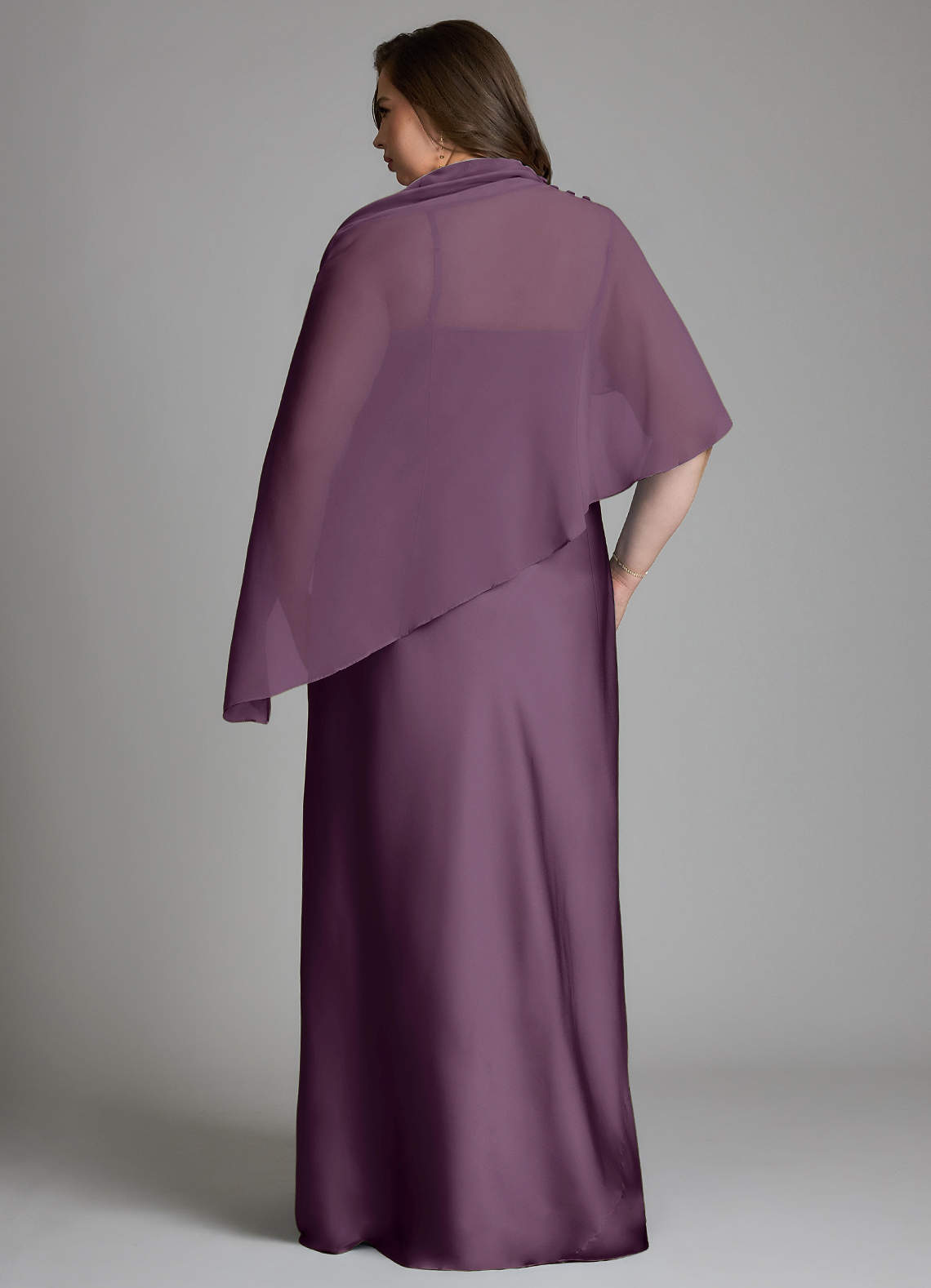 Azazie Jaleesa Bridesmaid Dresses Plum Sheath High Neck Stretch Satin Dress image11