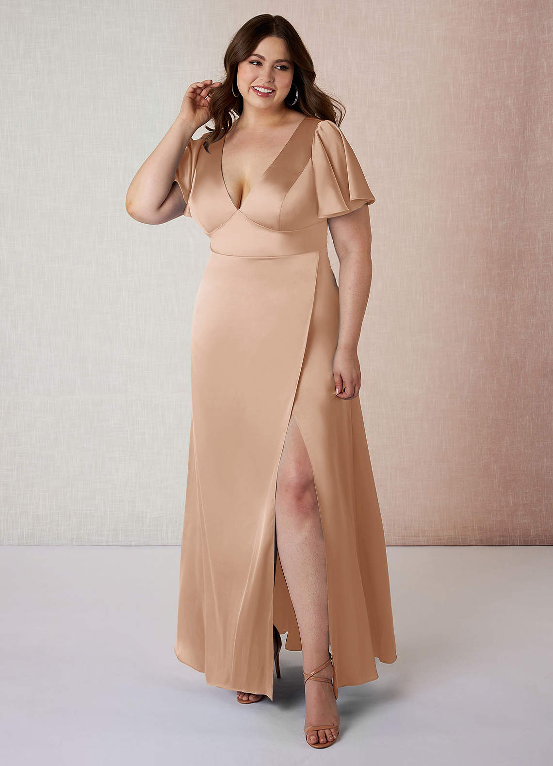Azazie Lani Ready to Ship English Rose Stretch Satin Bridesmaid