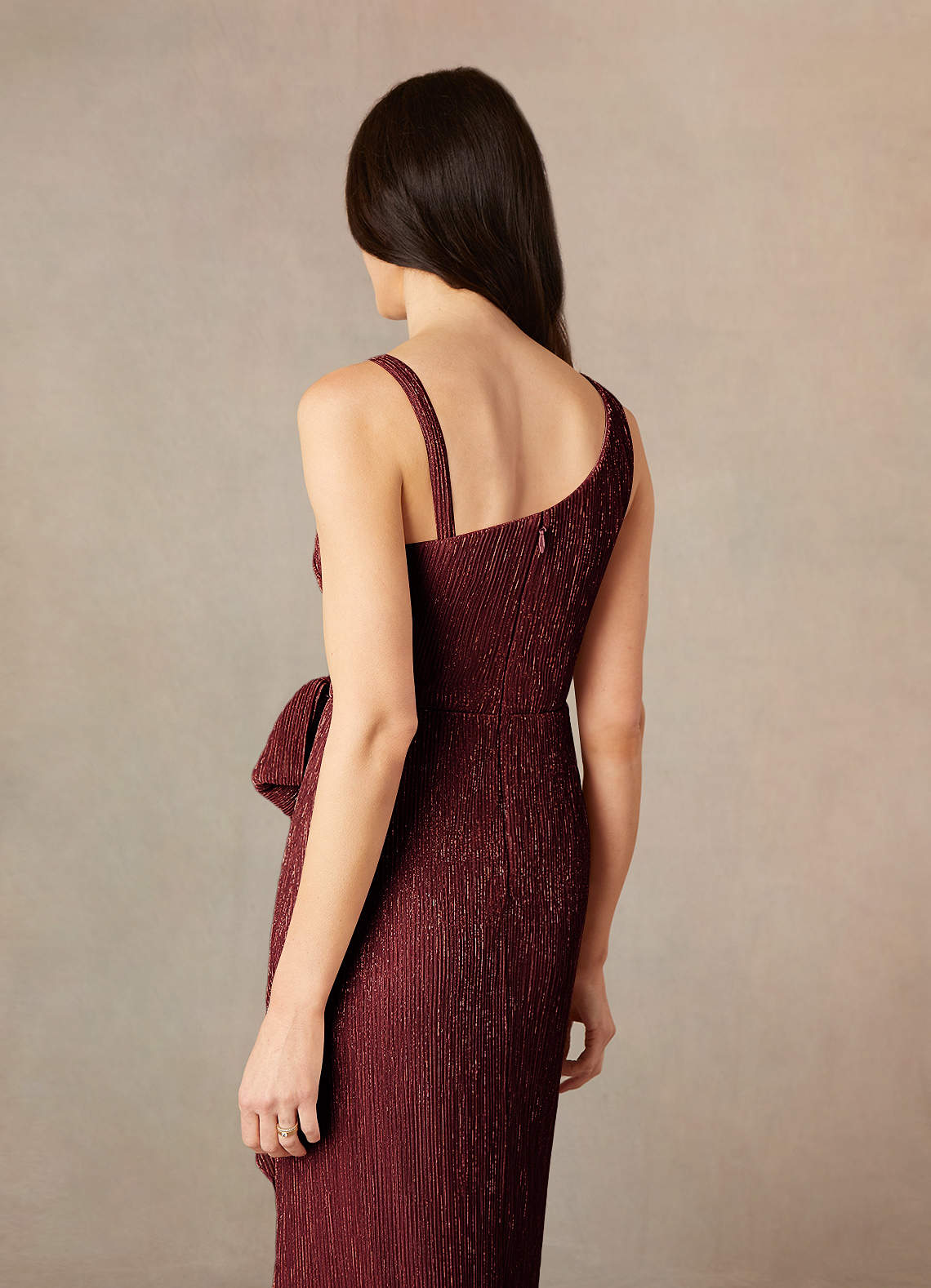 Azazie Jocelyn Mother of the Bride Dresses Ruby Sheath One Shoulder Metallic Mesh Dress image5