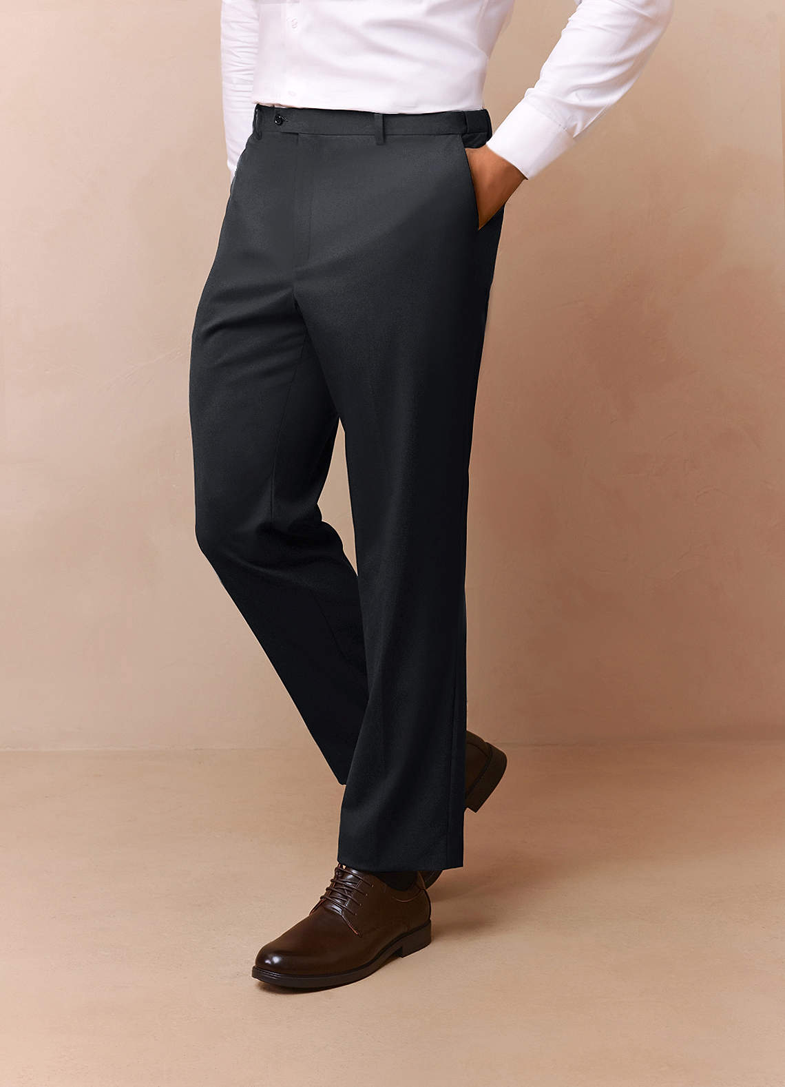 front Savile Charcoal Wool Blend Dress Pants