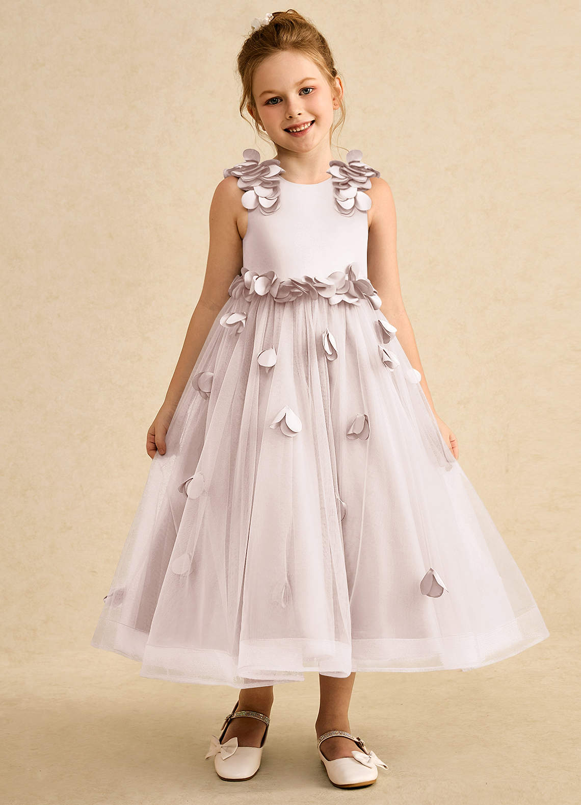 Azazie Atta Flower Girl Dresses Rose Petal A-Line One Shoulder Tulle Dress image1