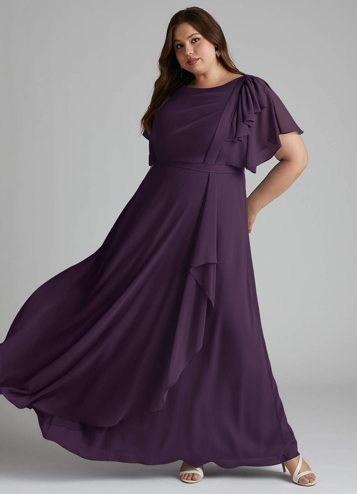 Azazie Aaliyah Modest Bridesmaid Dresses A-Line Scoop Pleated Chiffon Floor-Length Dress image14