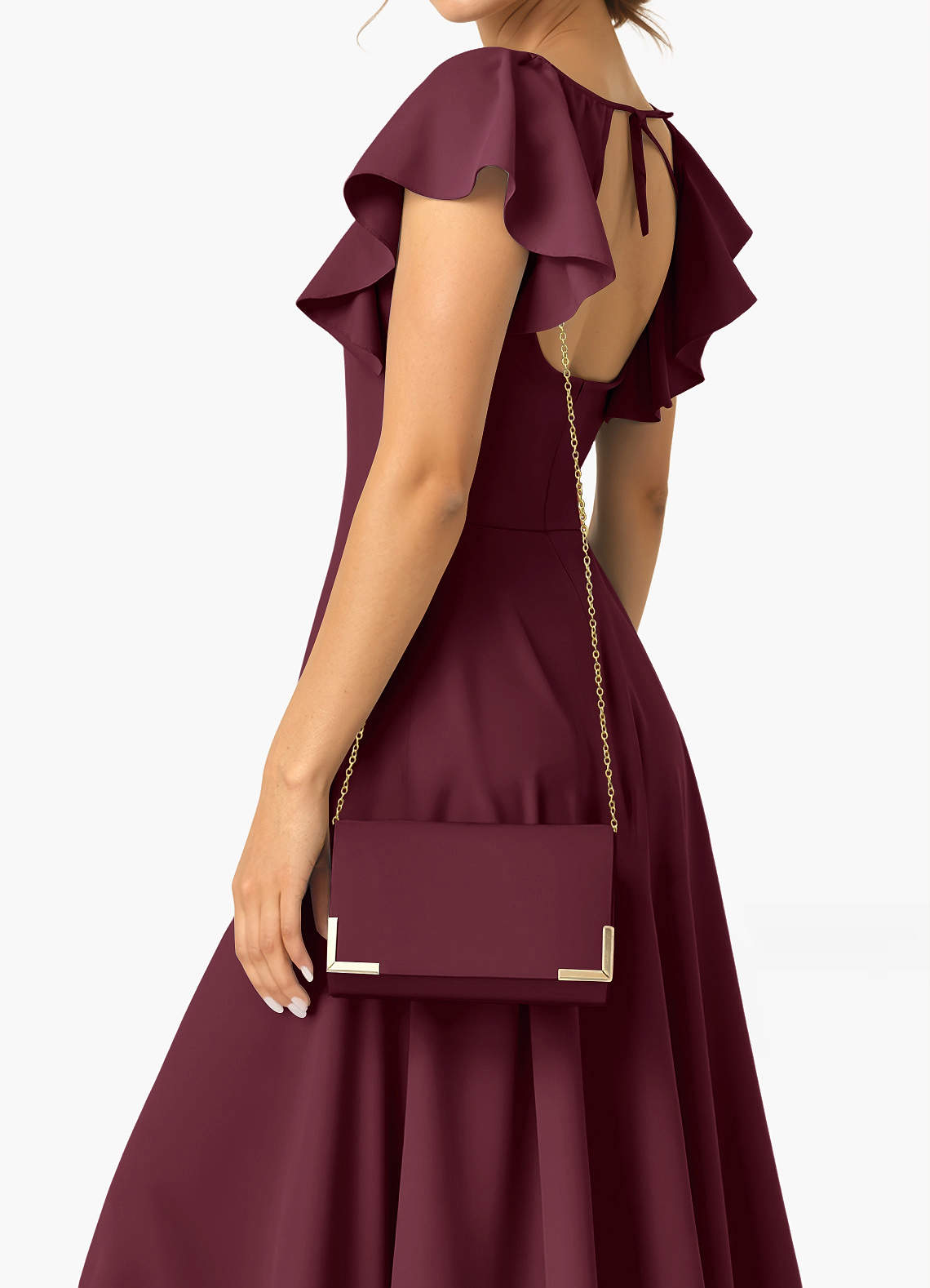 front Matching Color Matte Satin Block Heel Sandals & Envelope Clutch Set