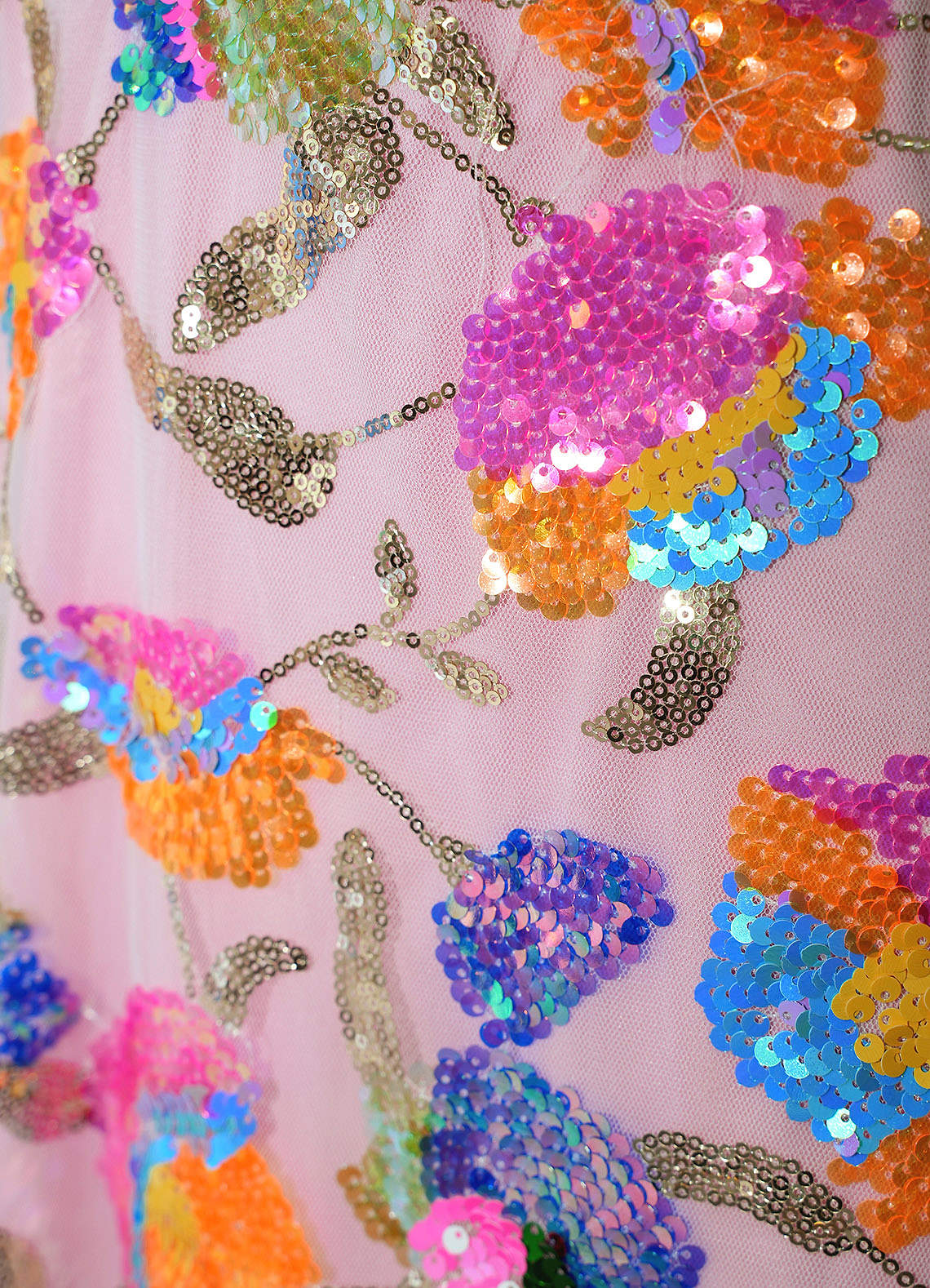 Radiant Love Blushing Pink Sequin Embroidered Skater Dress image1