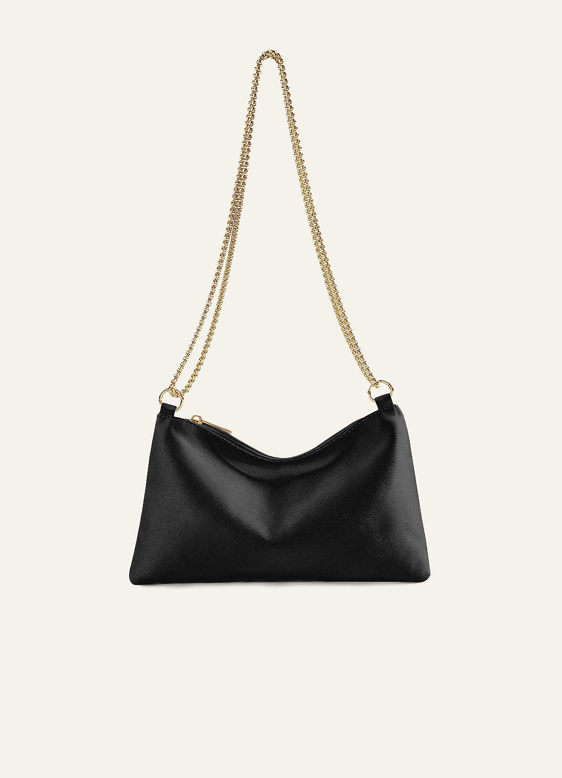 front Matching Color Metallic Satin Adjustable Shoulder Bag