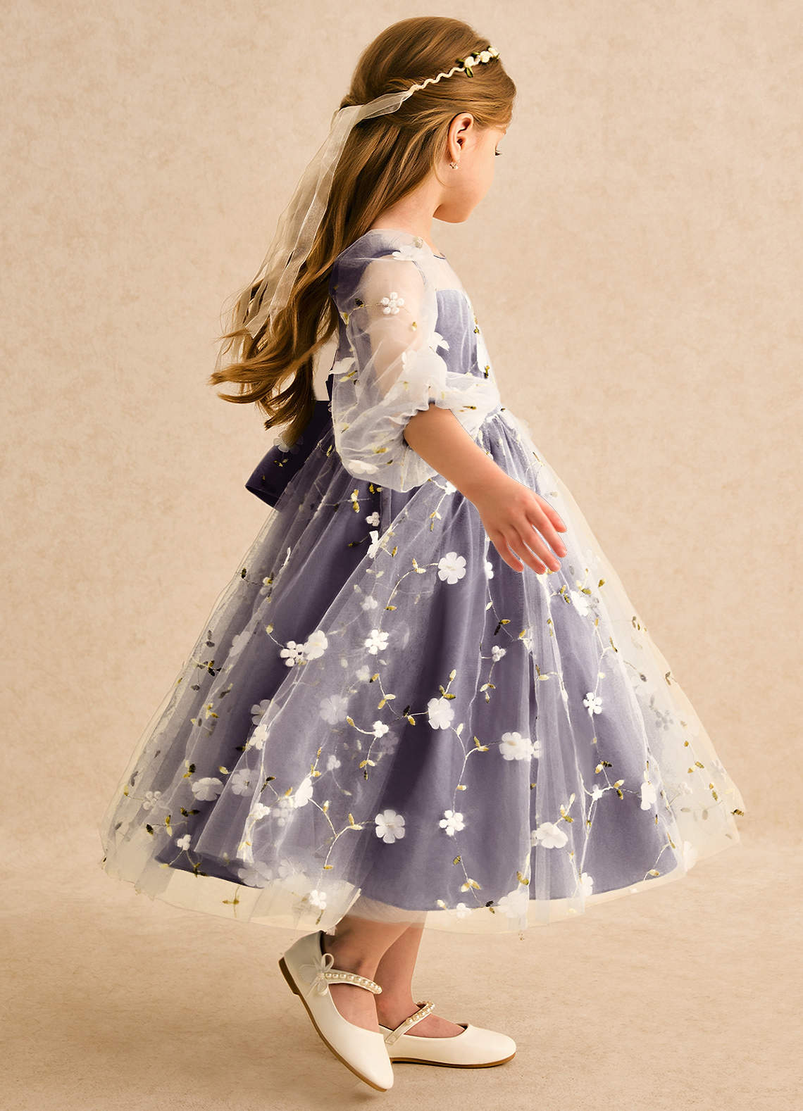 Azazie Elowen Flower Girl Dresses Plum A-Line Sweetheart Neckline Lace Dress image5