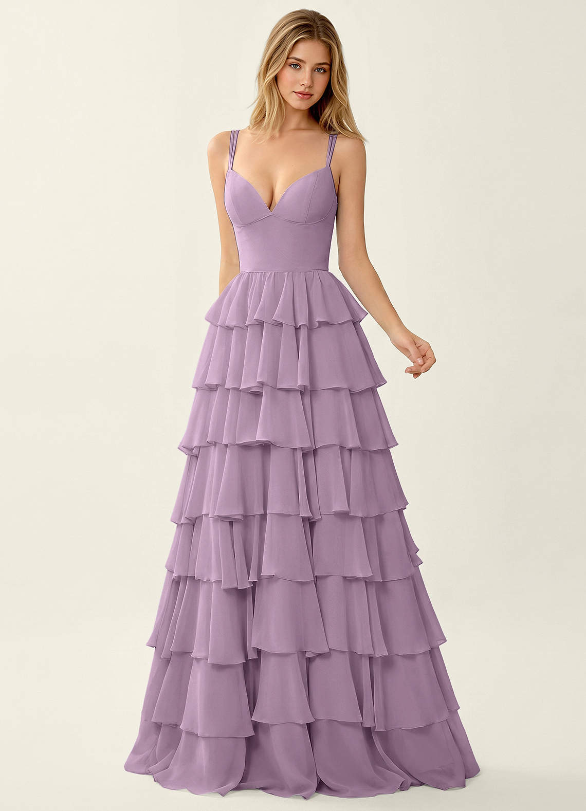 wisteria prom dresses Wisteria Chiffon Empire Open Back Long Chic Bridesmaid Prom Dress