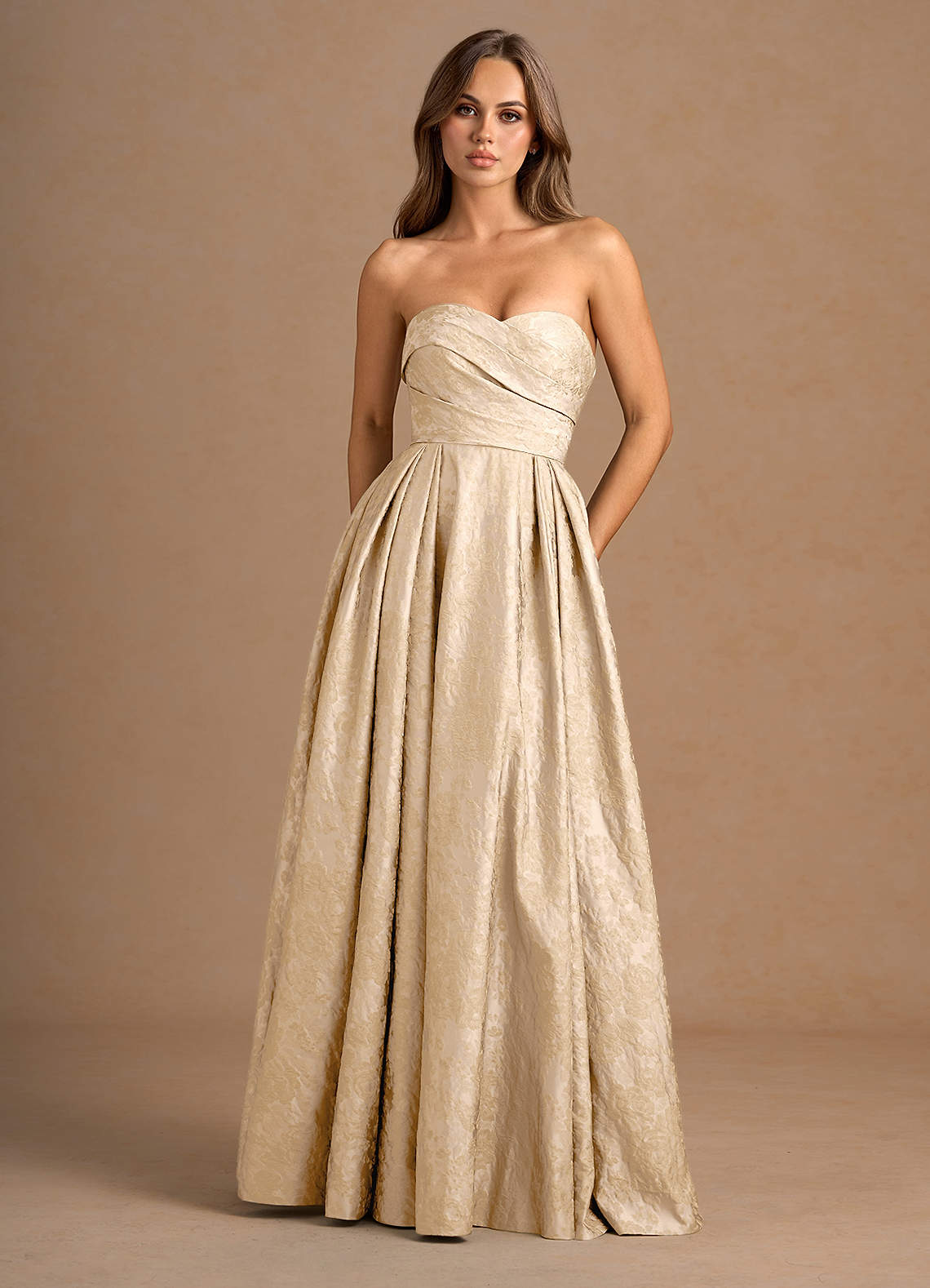 vintage gold wedding dress Vintage Gold Wedding Dress Cape Sleeve Cinderella Ball Gown 222194 –  Viniodress main image 1
