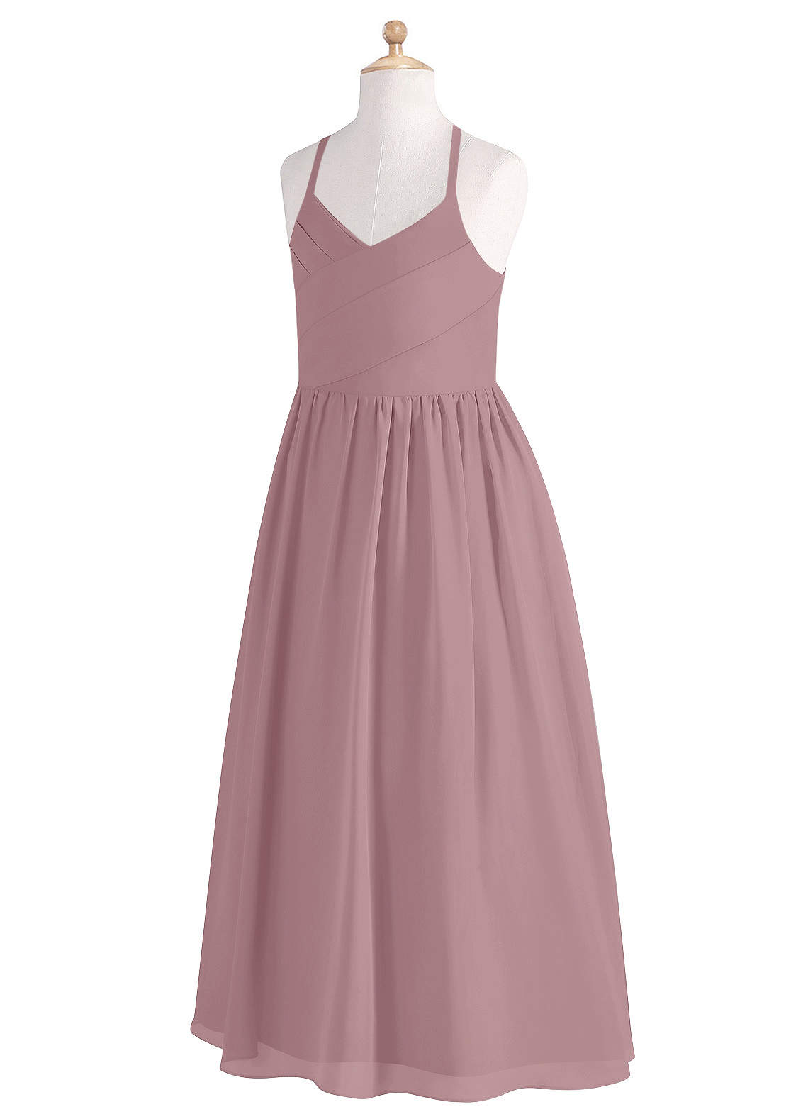Azazie Cora A-Line Pleated Chiffon Floor-Length Junior Bridesmaid Dress image1