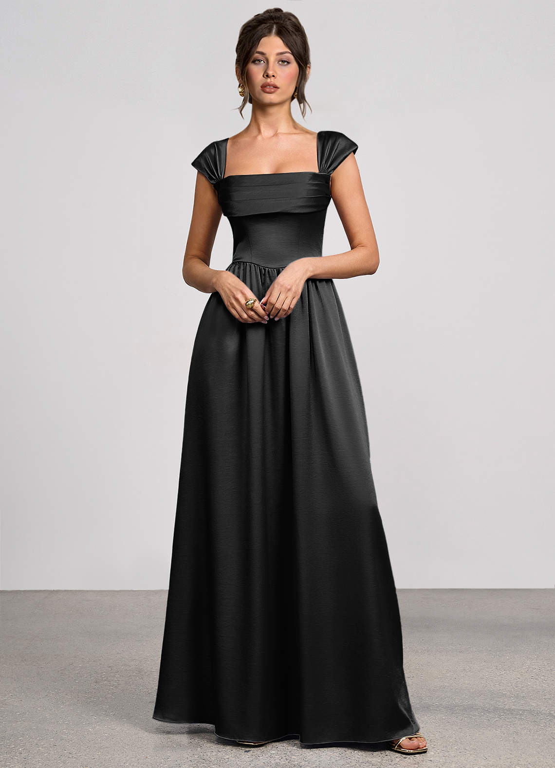 Odette Black Luminous Satin Maxi Dress image5