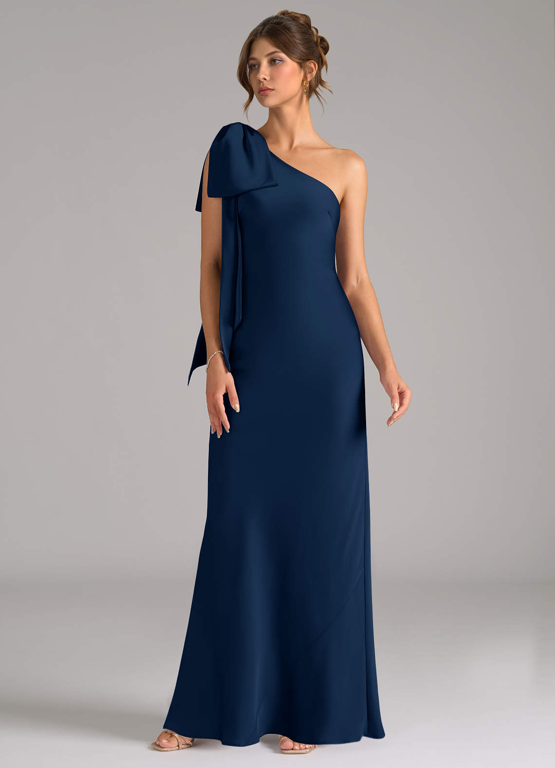 navy blue bridesmaid dresses mermaid Azazie Capri Dark Navy Stretch Satin Bridesmaid Dresses