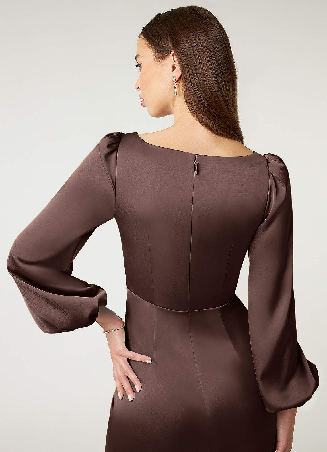 rust satin dress long sleeve Coast Women's Satin Fringe Hem Wrap Waist Midi Dress in Rust