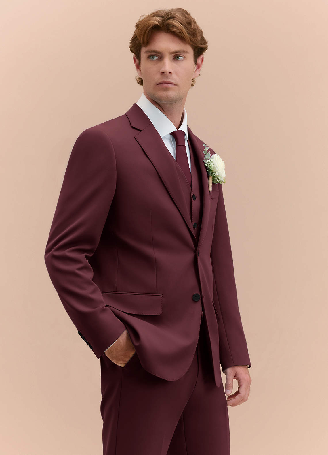 front James Cabernet Structured Stretch 3-piece suit